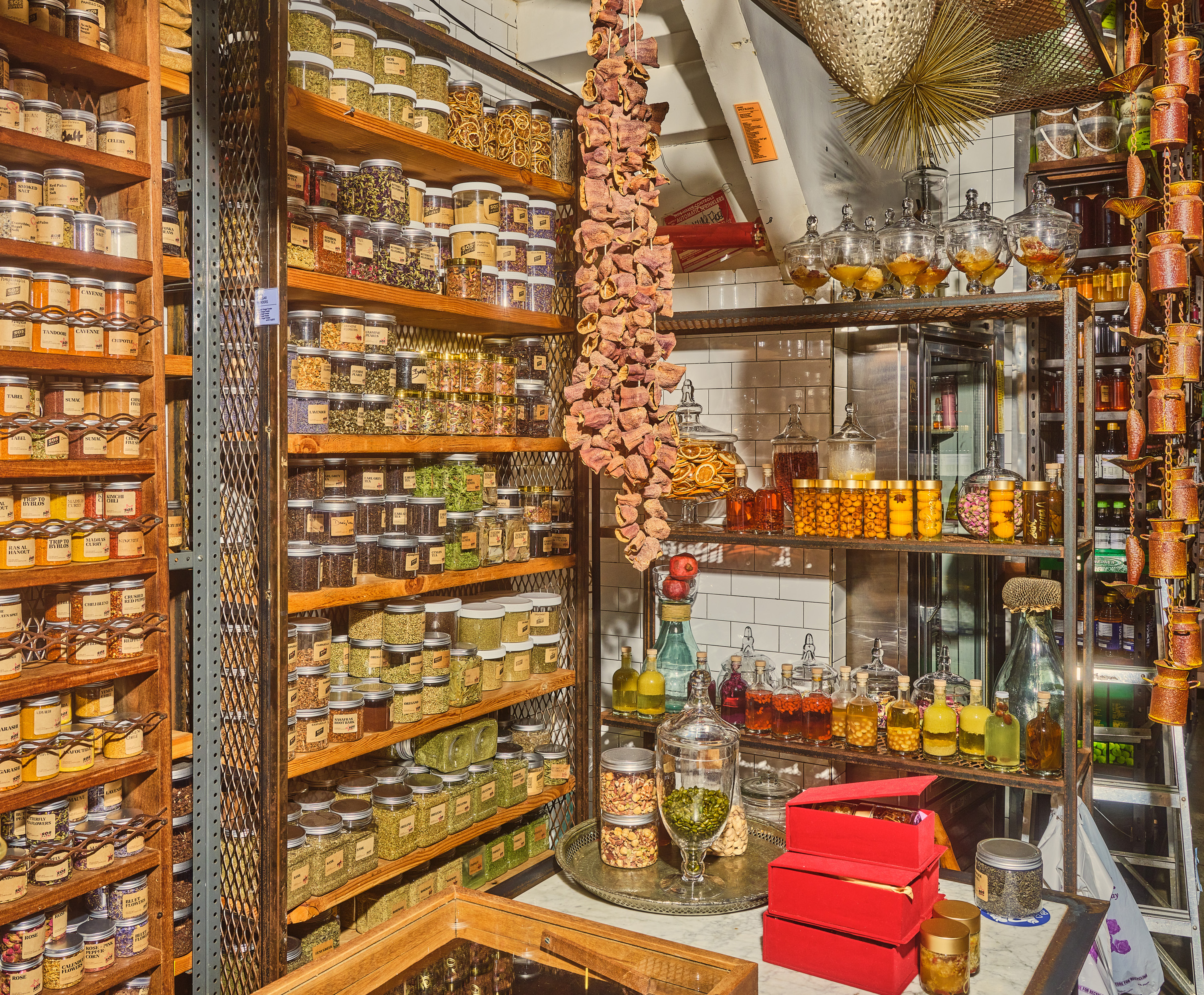 Inside SOS Chefs, with its dizzying array of pantry items.&nbsp;