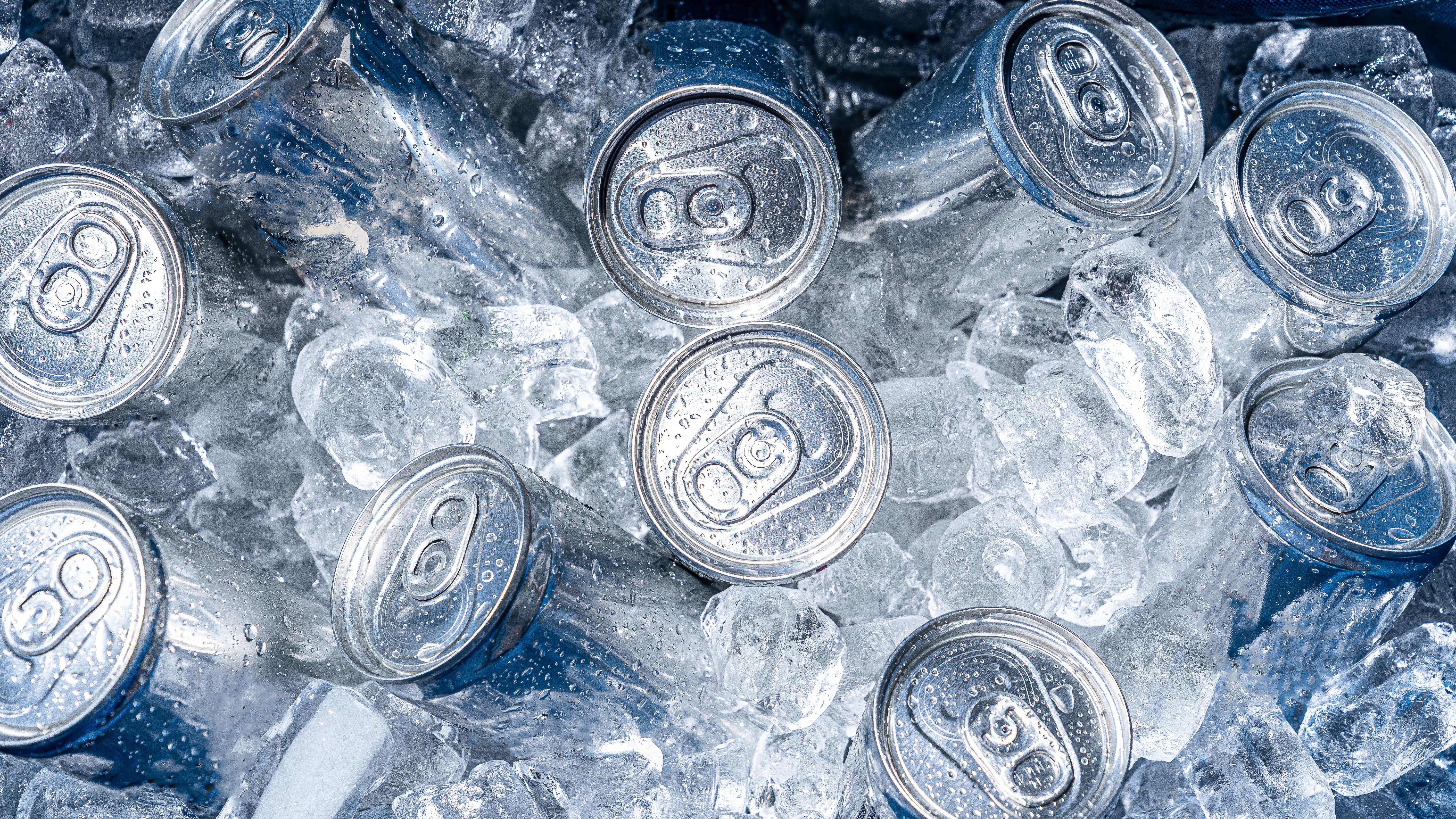 Cans on ice.