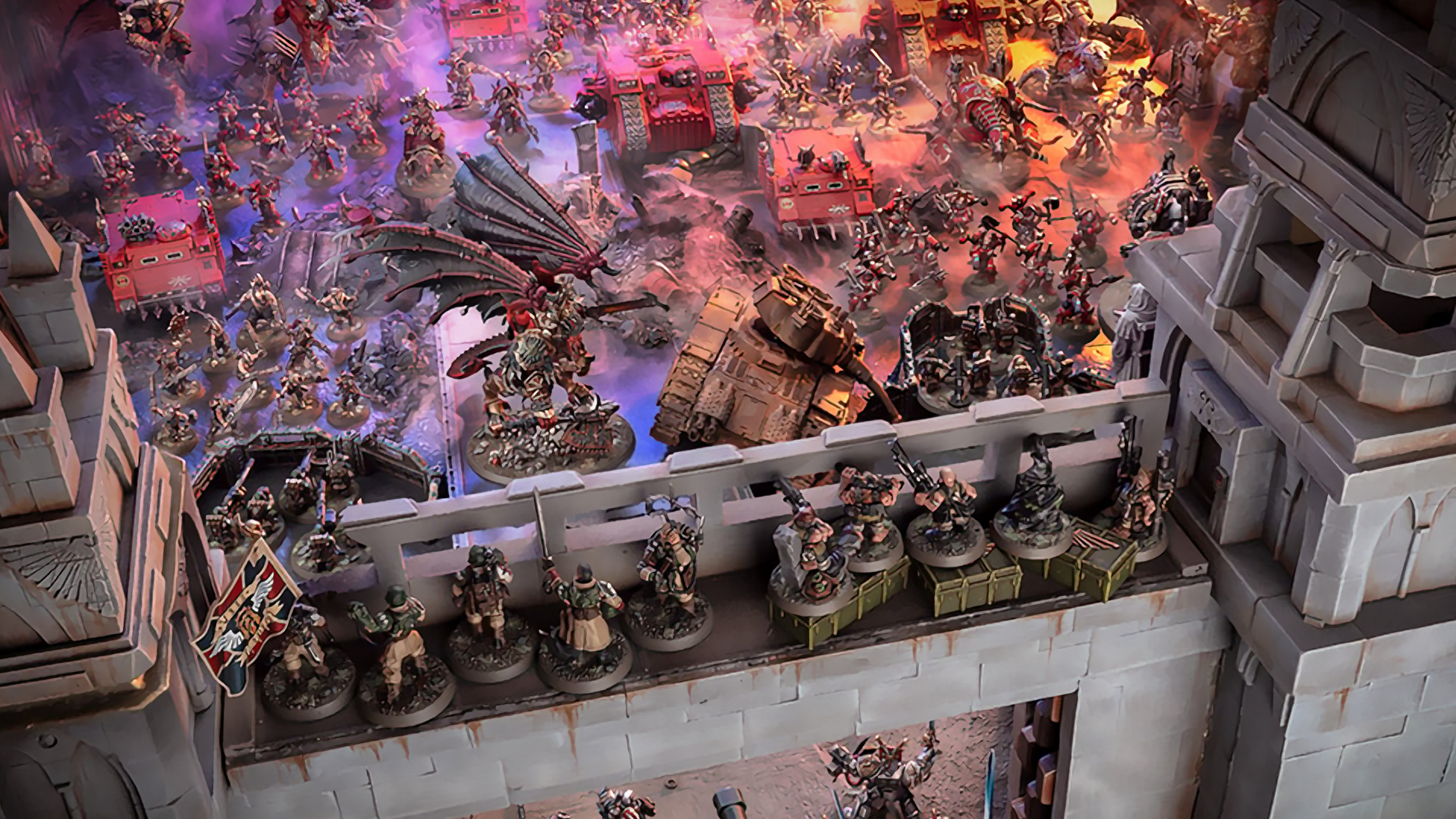 Warhammer 40,000: The World Eaters army assembles, led by the figure of Angron, a terrifying demon primarch.