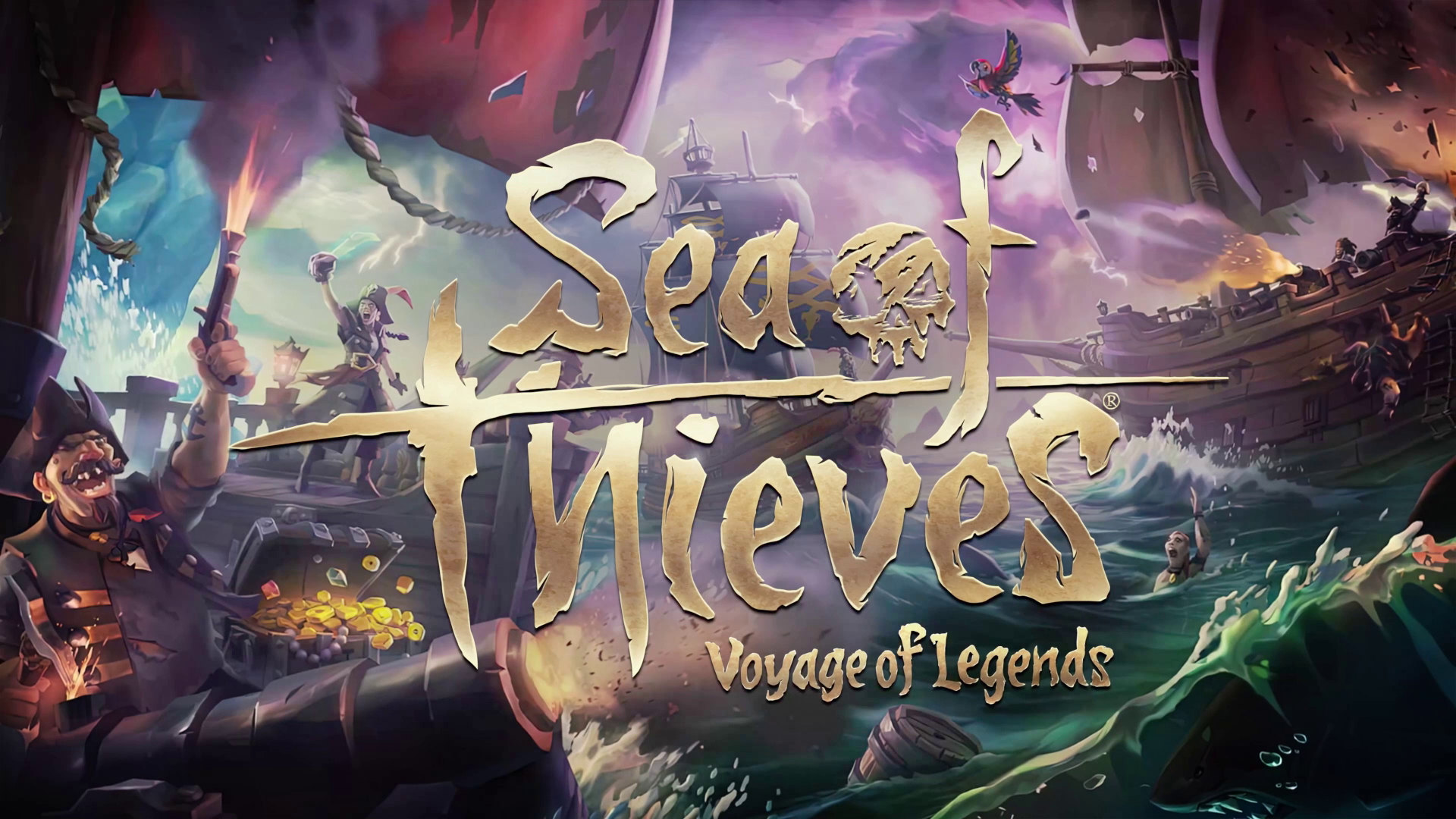 title art for Sea of Thieves: Voyage of Legends, a tabletop adaptation of the 2018 video game
