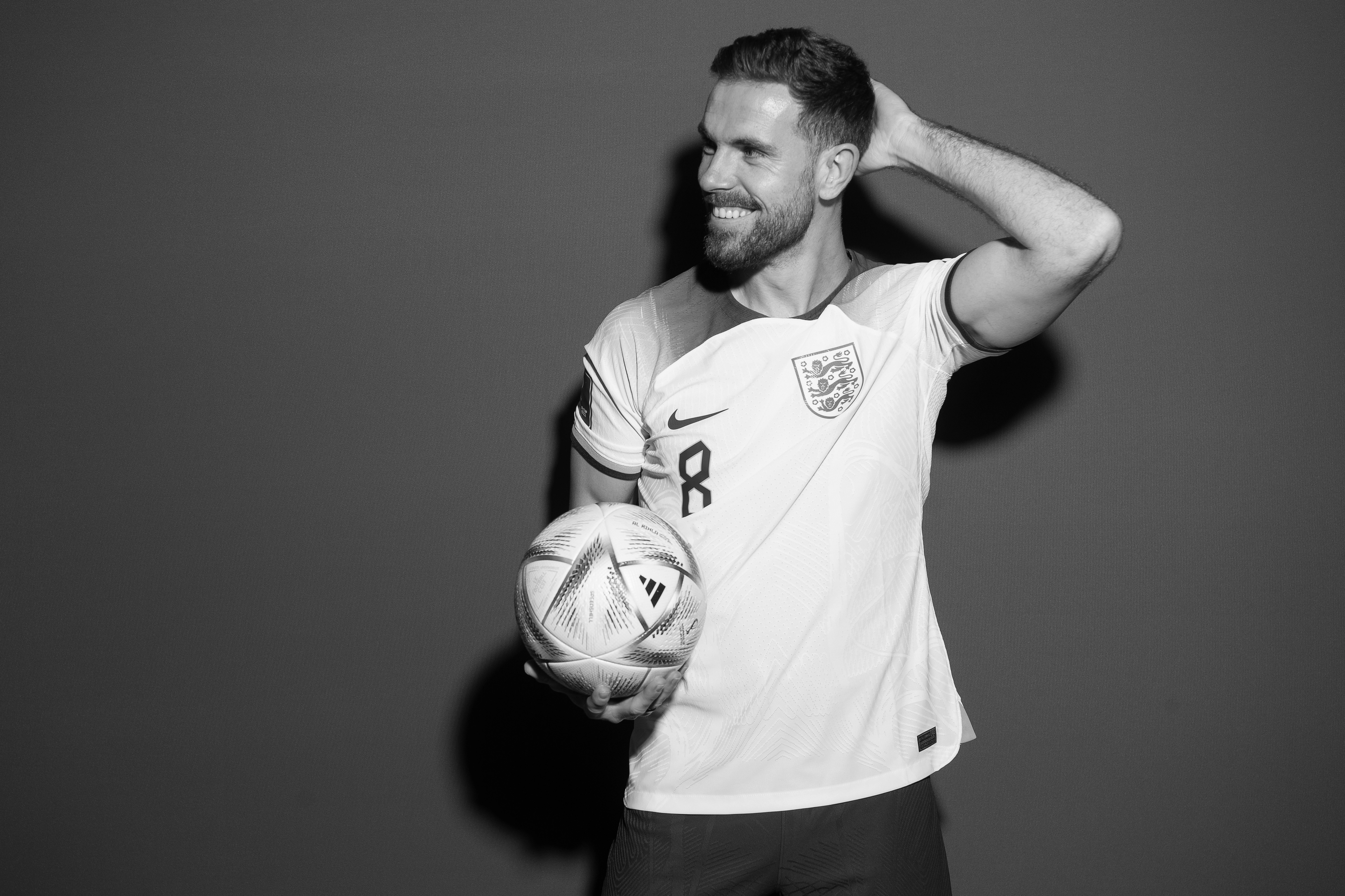 Jordan Henderson of England poses for a portrait during the official FIFA World Cup Qatar 2022 portrait session on November 16, 2022 in Doha, Qatar.
