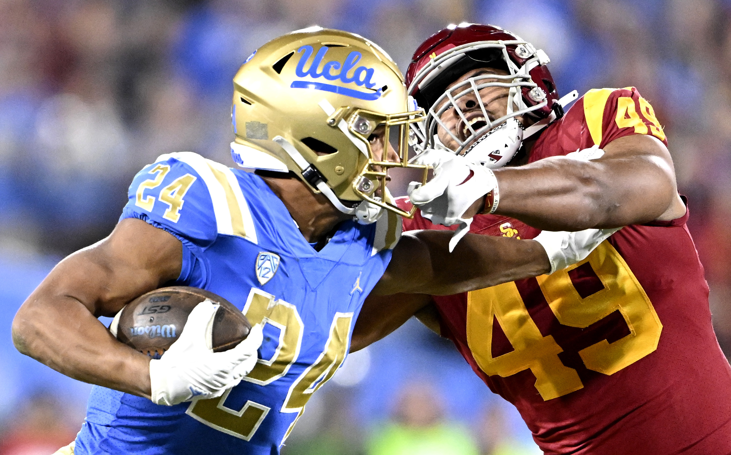 USC Trojans defeated the UCLA Bruins 48-45 during a NCAA Football game at the Rose Bowl.