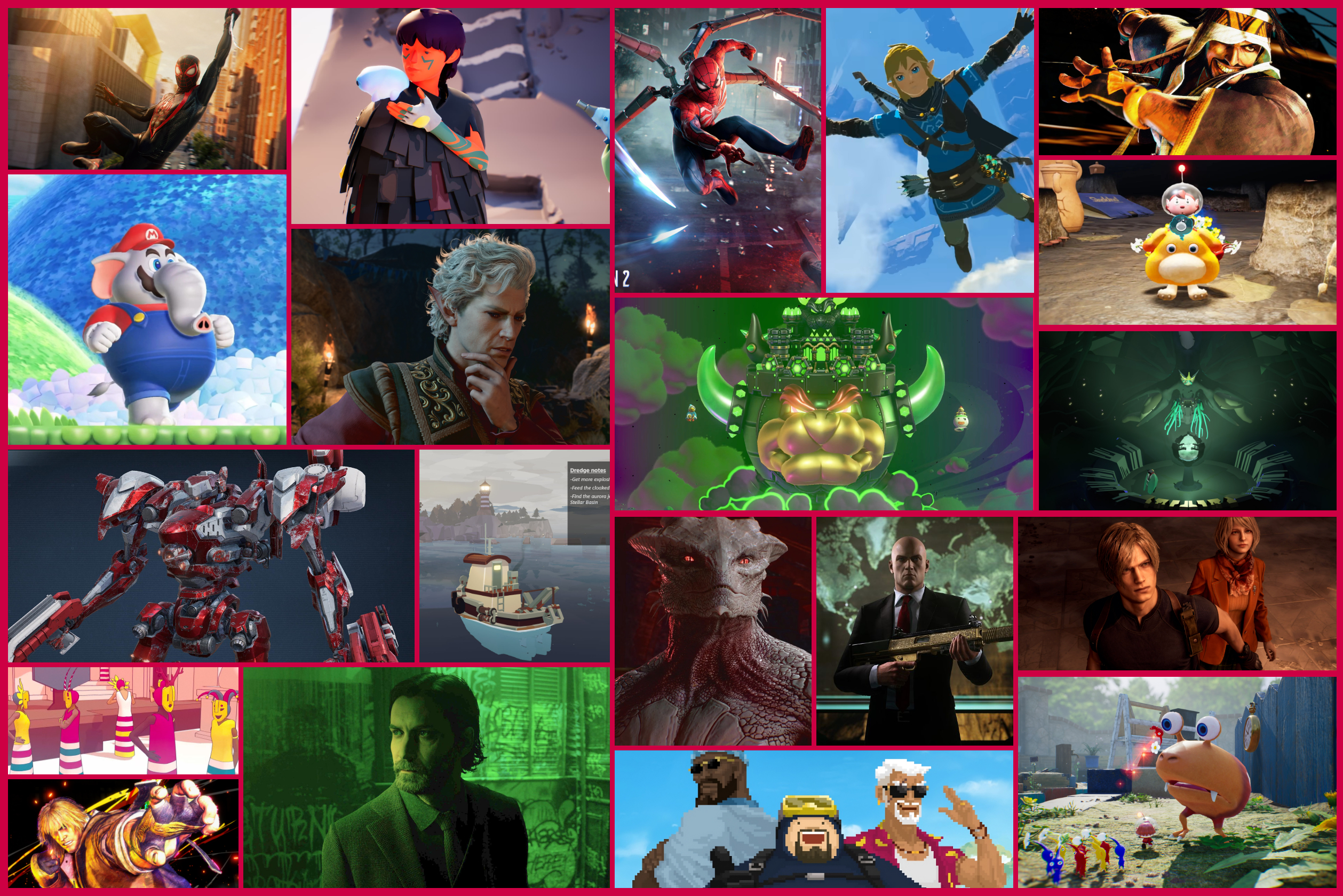 A collage showing some of Polygon’s favorite video games of 2023, including characters from Alan Wake 2, The Legend of Zelda: tears of the Kingdom, Baldur’s Gate 3, and more