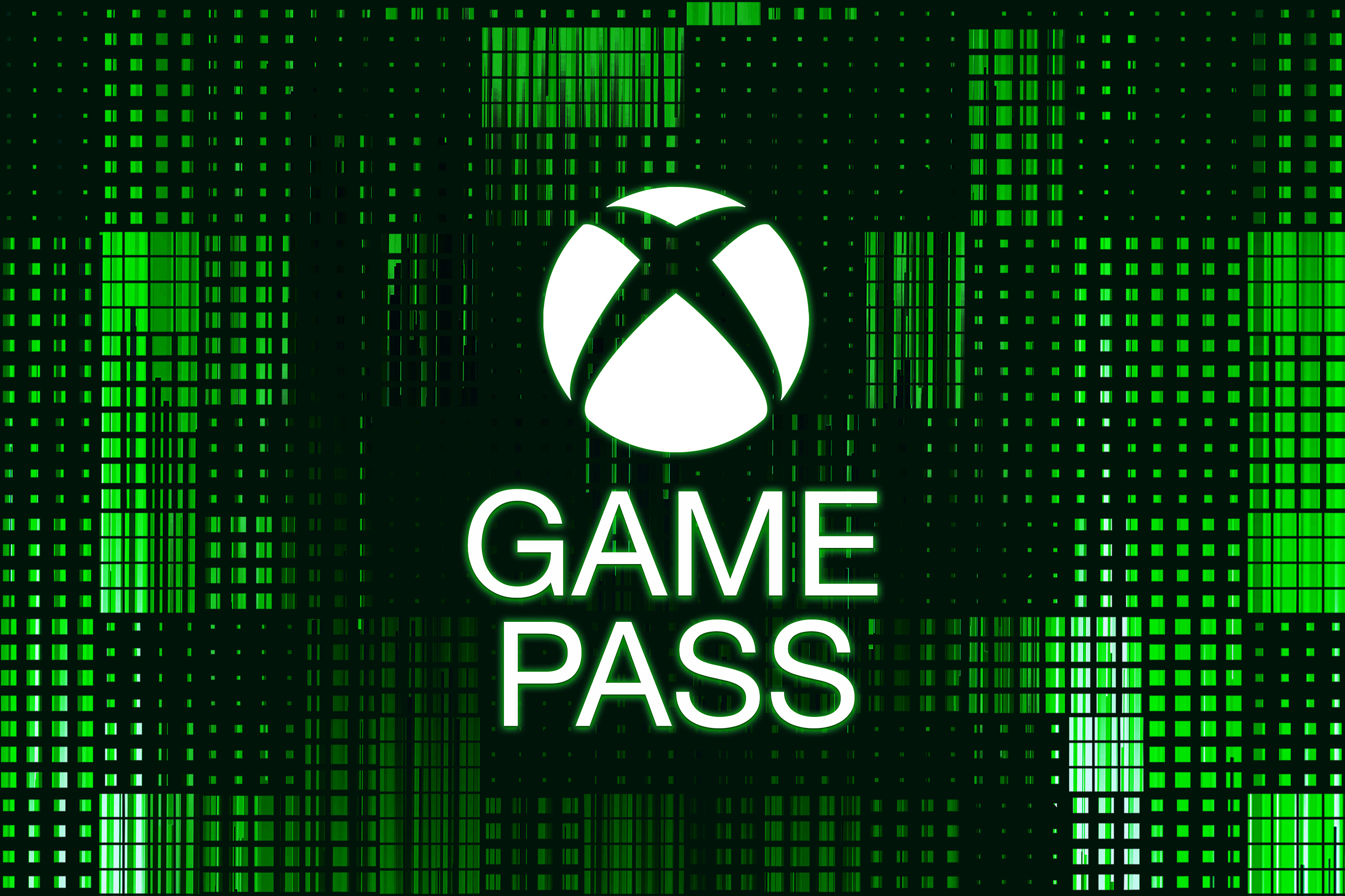 Microsoft Game Pass logo on green patterned background