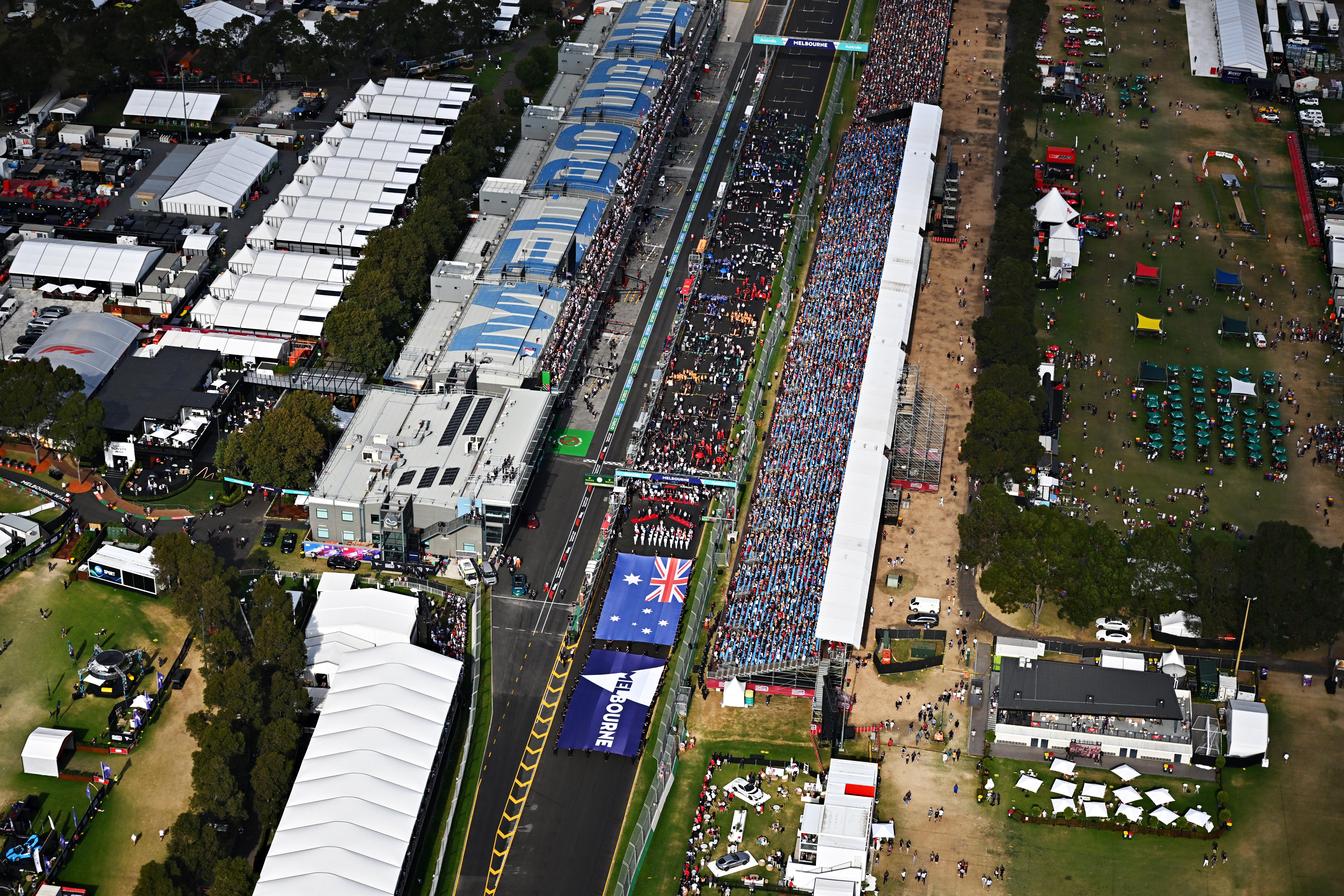 A general view of the grid during the F1 Grand Prix of Australia at Melbourne Grand Prix Circuit on April 10, 2022 in Melbourne, Australia.
