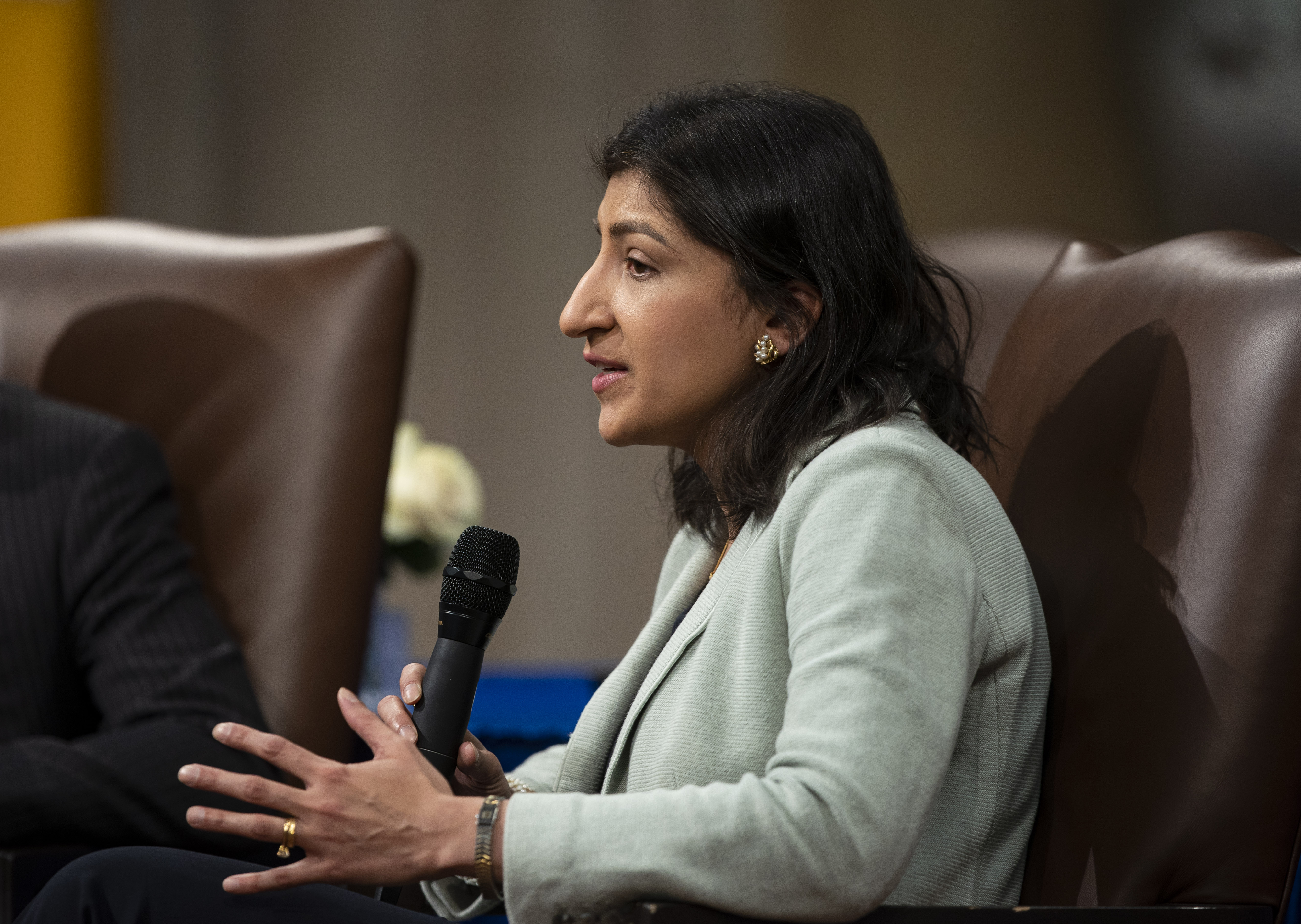 Lina Khan speaks as DOJ And Federal Trade Commission Hold Annual Spring Enforcers Summit