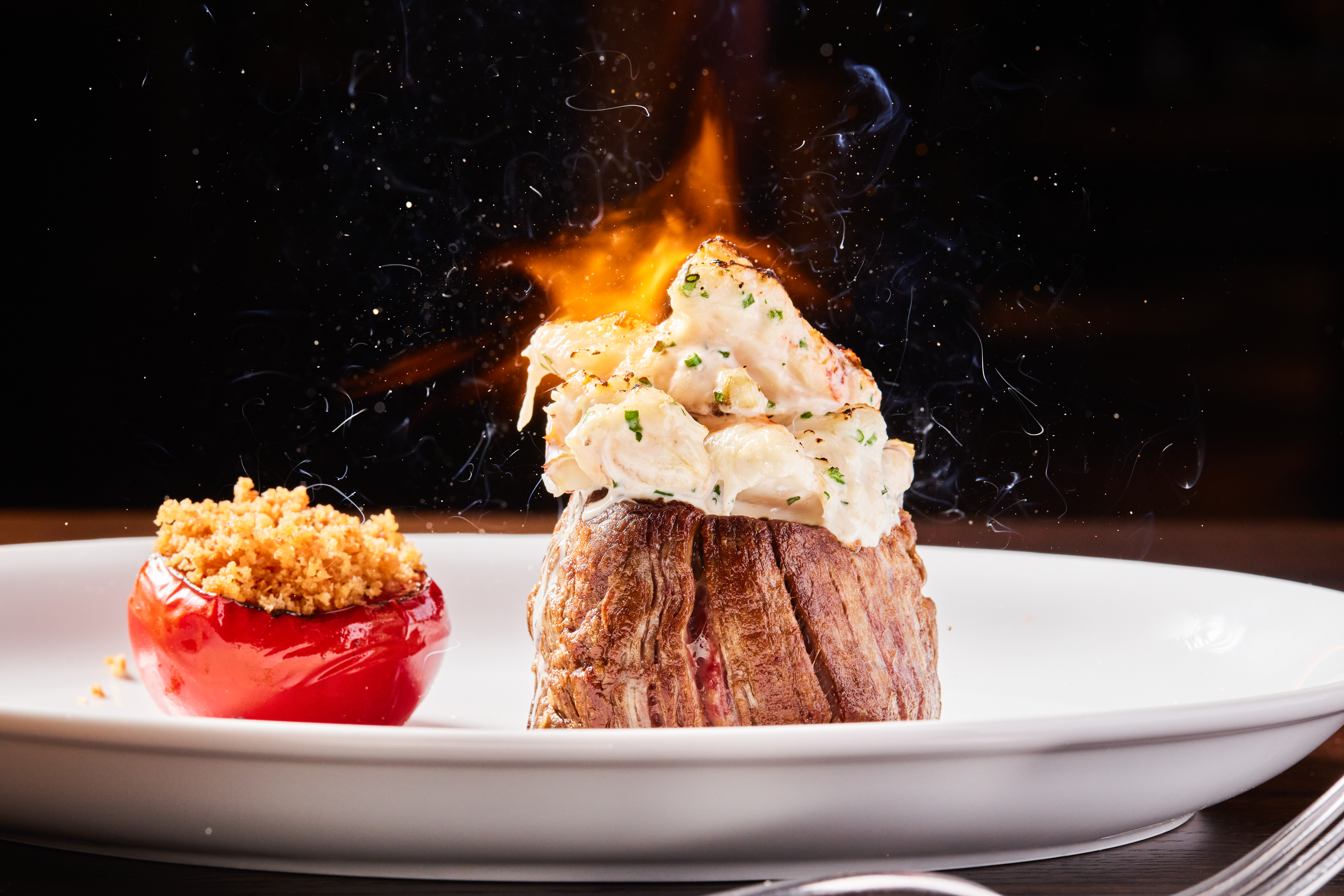 Torched filet mignon at the Vault Steakhouse