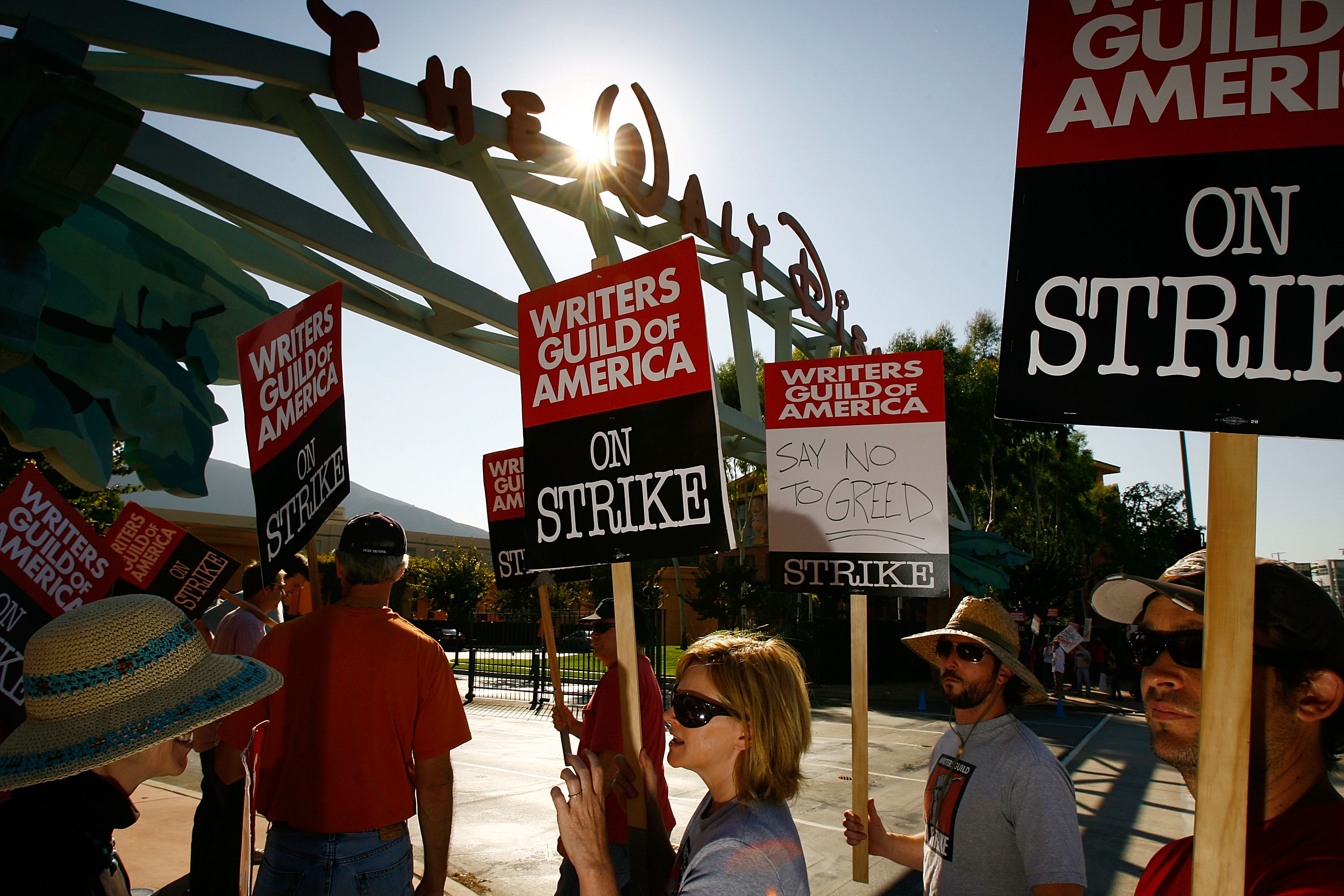 Writers picket in front of Disney in California in 2007