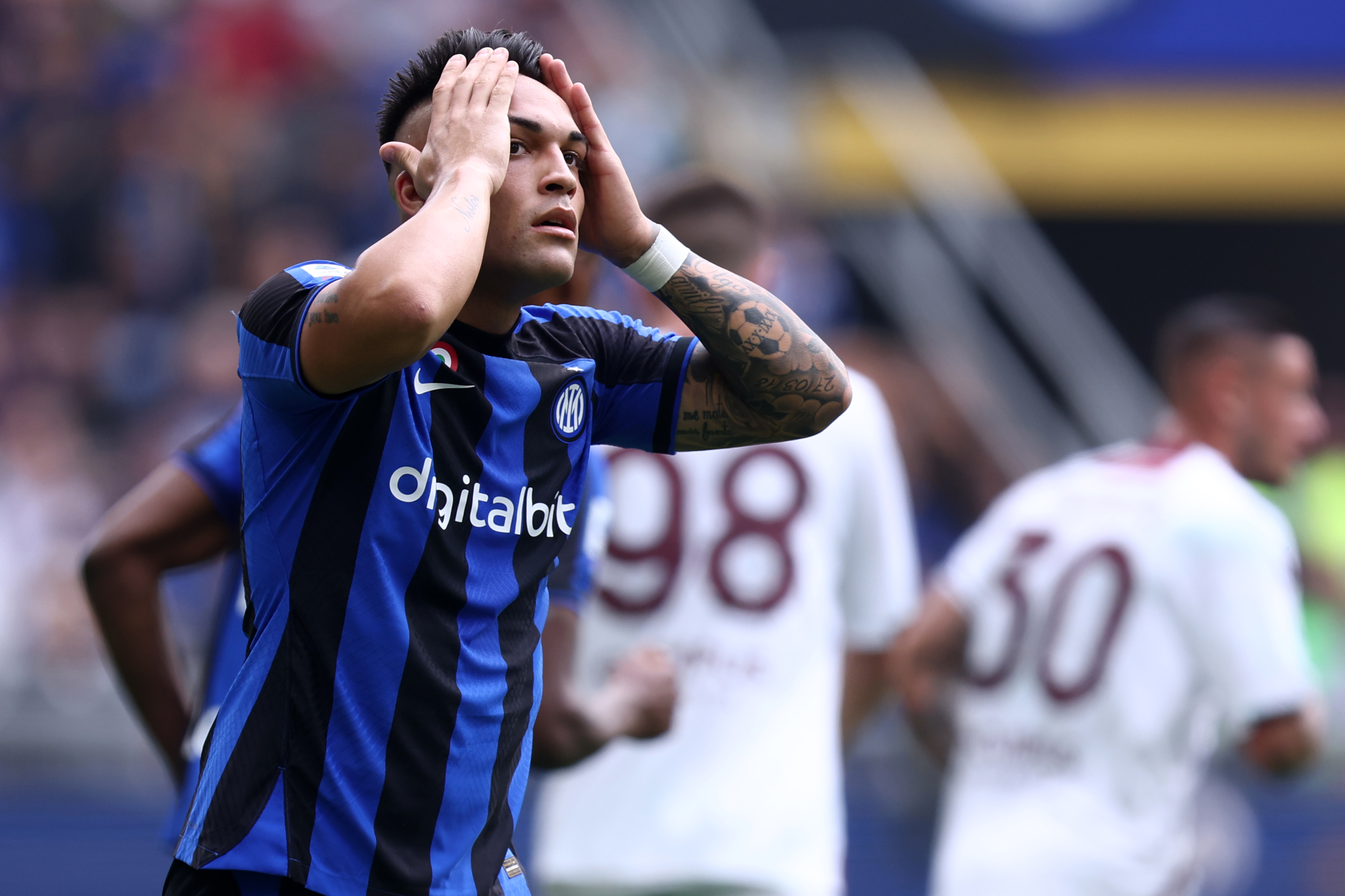 Lautaro Martinez of Fc Internazionale looks dejected during...