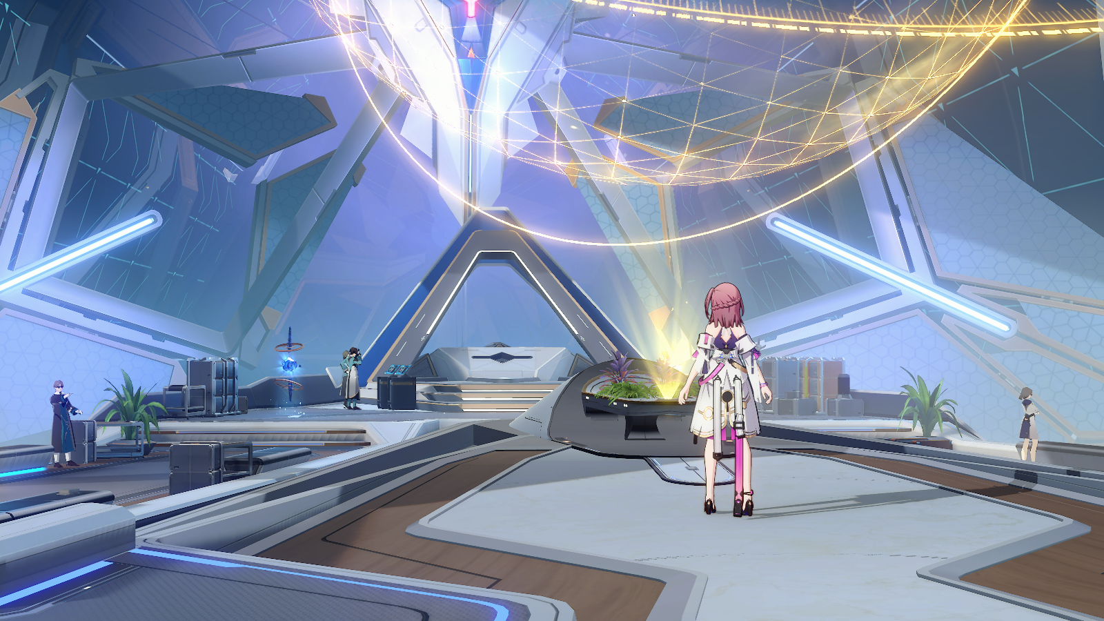 Asta from Honkai: Star Rail stands in the Herta Space Station