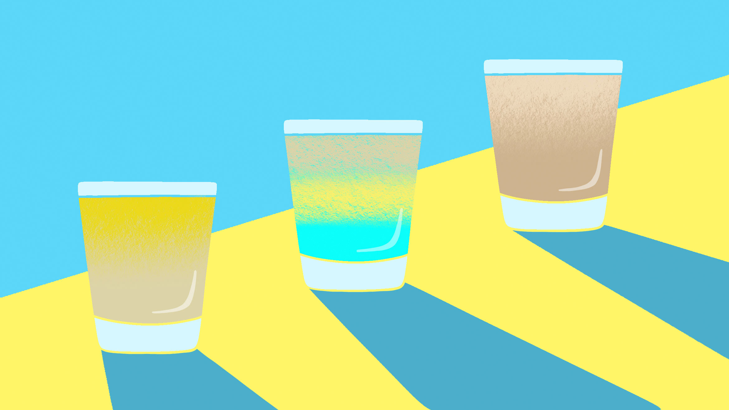 an illustration of a trio of shot glasses