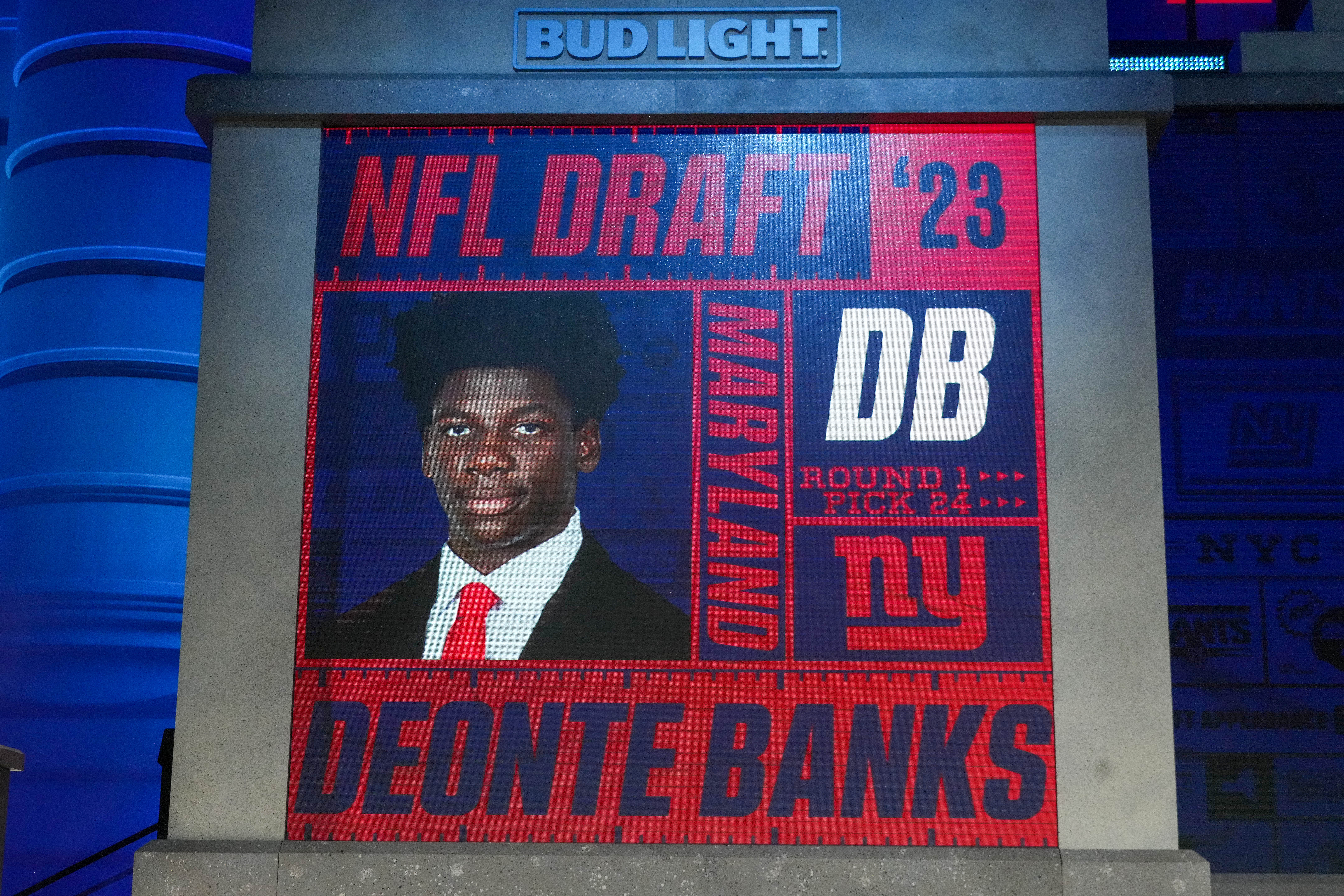 Maryland defensive back Deonte Banks after being selected by the New York Giants twenty fourth overall in the first round of the 2023 NFL Draft at Union Station.