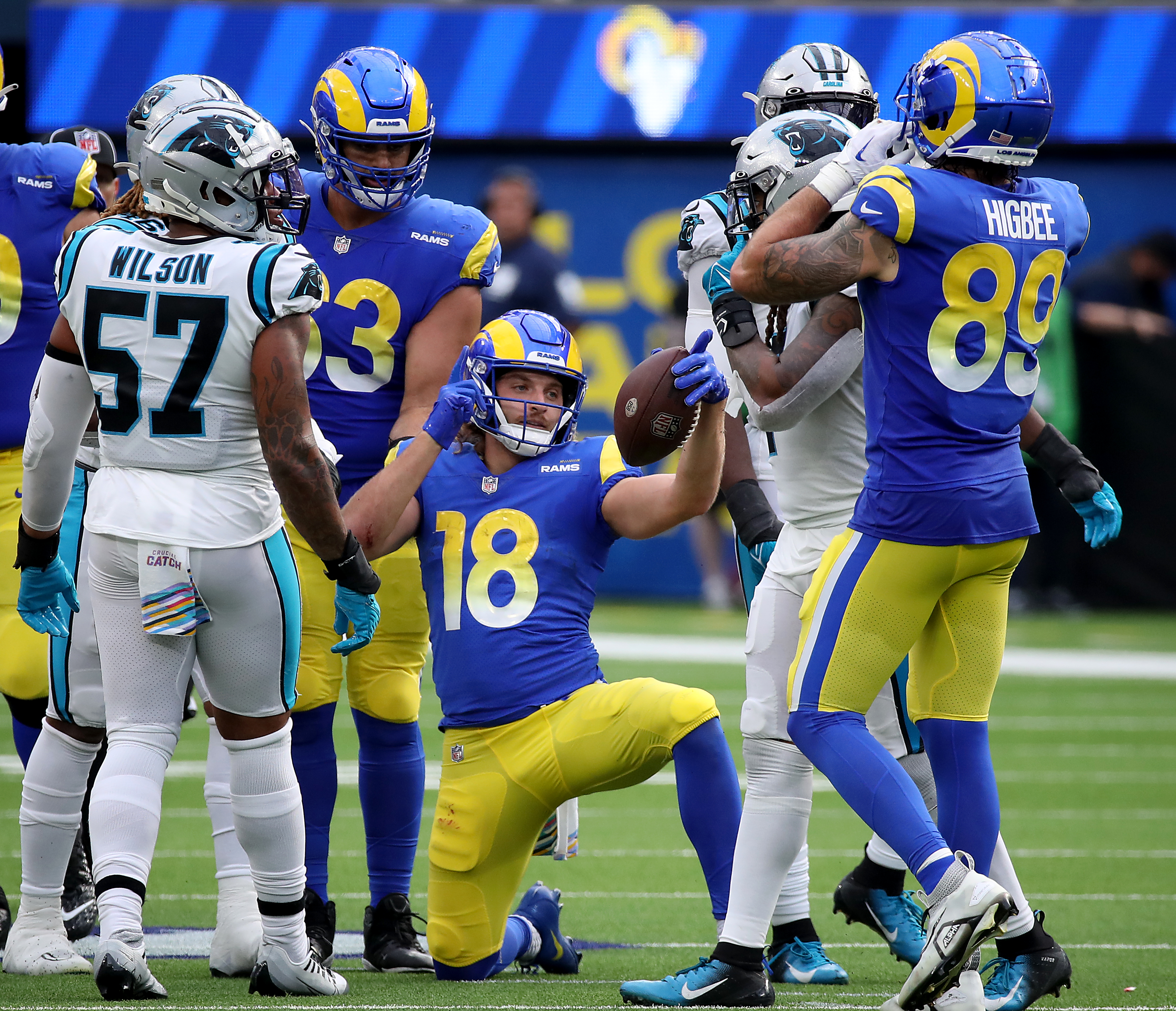 Los Angeles Rams play against the Carolina Panthers in an NFL regular season game at SoFi Stadium in Inglewood on Sunday, Oct. 16, 2022.