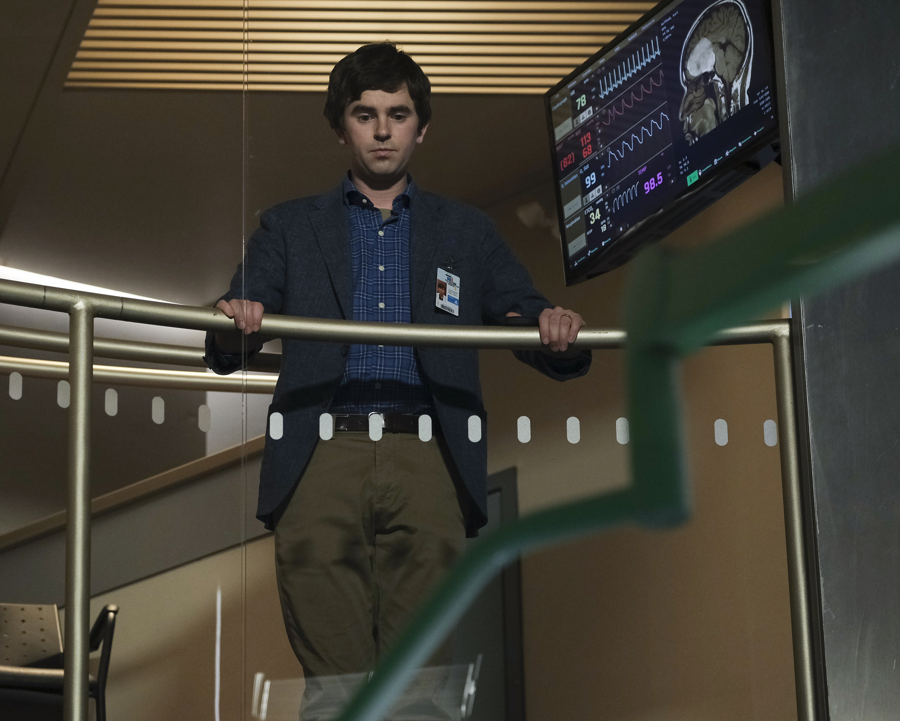 Freddie Highmore in his role as Dr. Shaun Murphy on the television show The Good Doctor