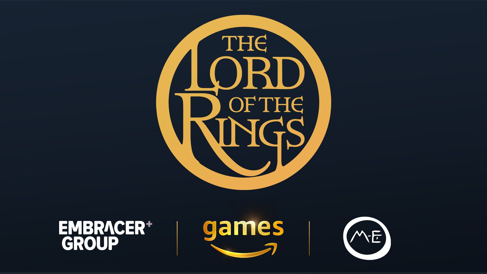 A logo for The Lord of the Rings, with the words encased in a golden circle
