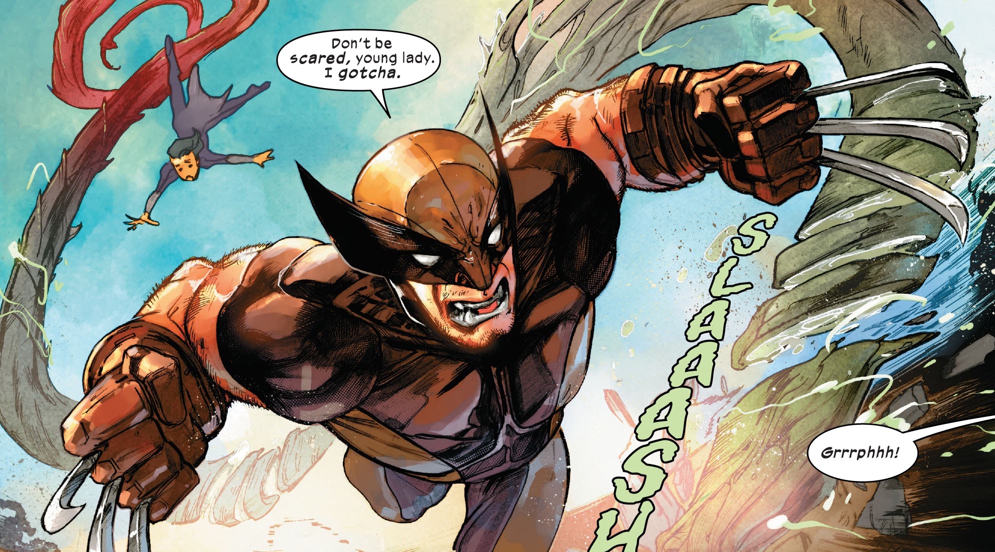 Wolverine leaps forward, claws out and teeth bared in Wolverine #33 (2023).