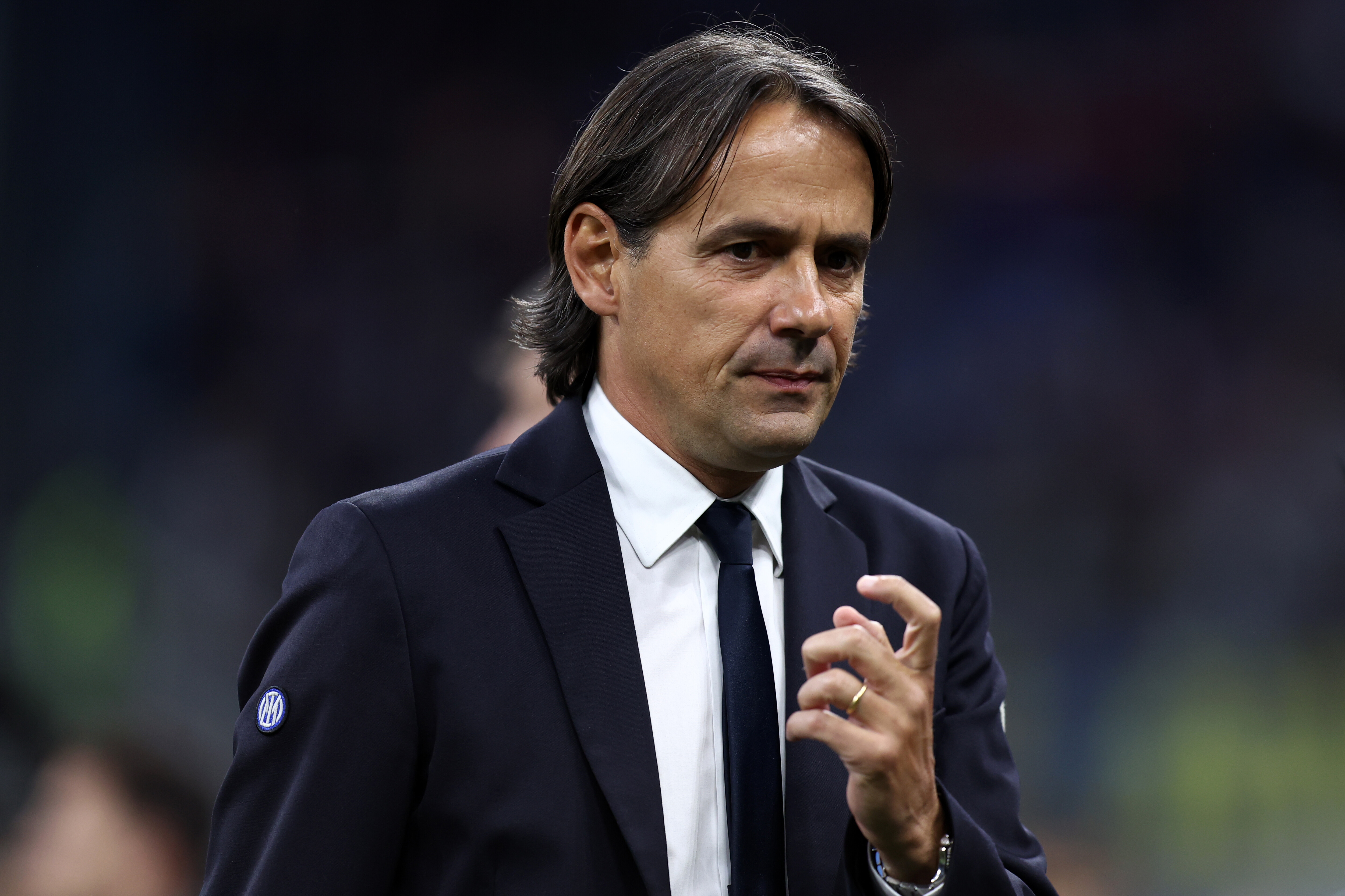 Simone Inzaghi, head coach of Fc Internazionale, looks on...