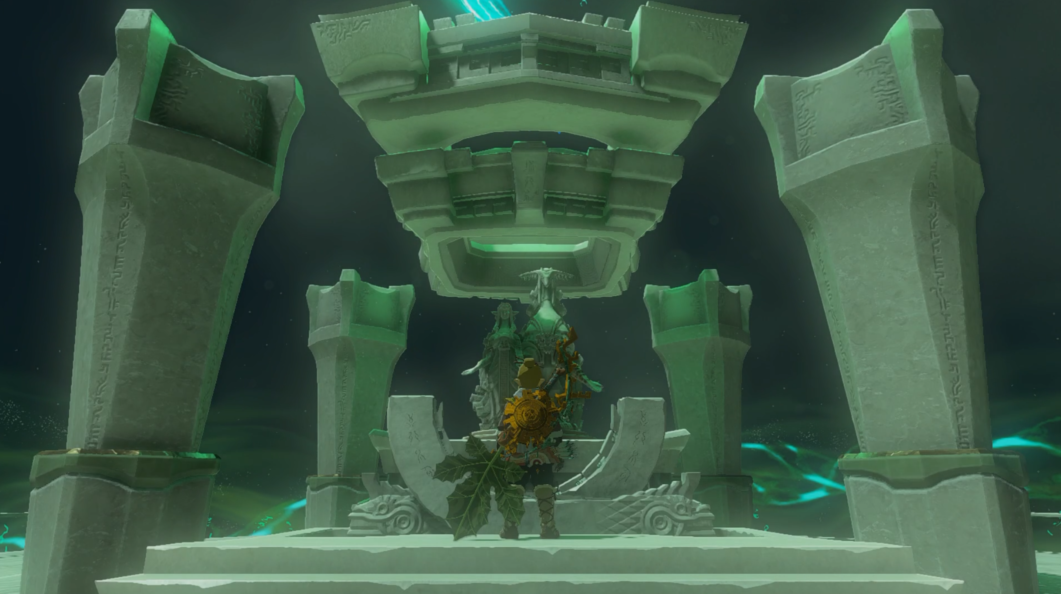 Link finds a Light of Blessing in a shrine in Zelda: Tears of the Kingdom