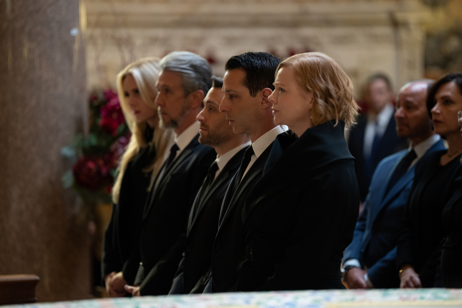 The four Roy children attend their father’s funeral in HBO’s Succession.