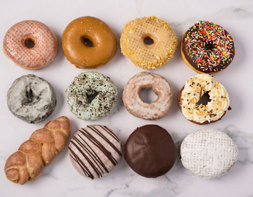 A shot of doughnuts from Blackbird Doughnuts. 
