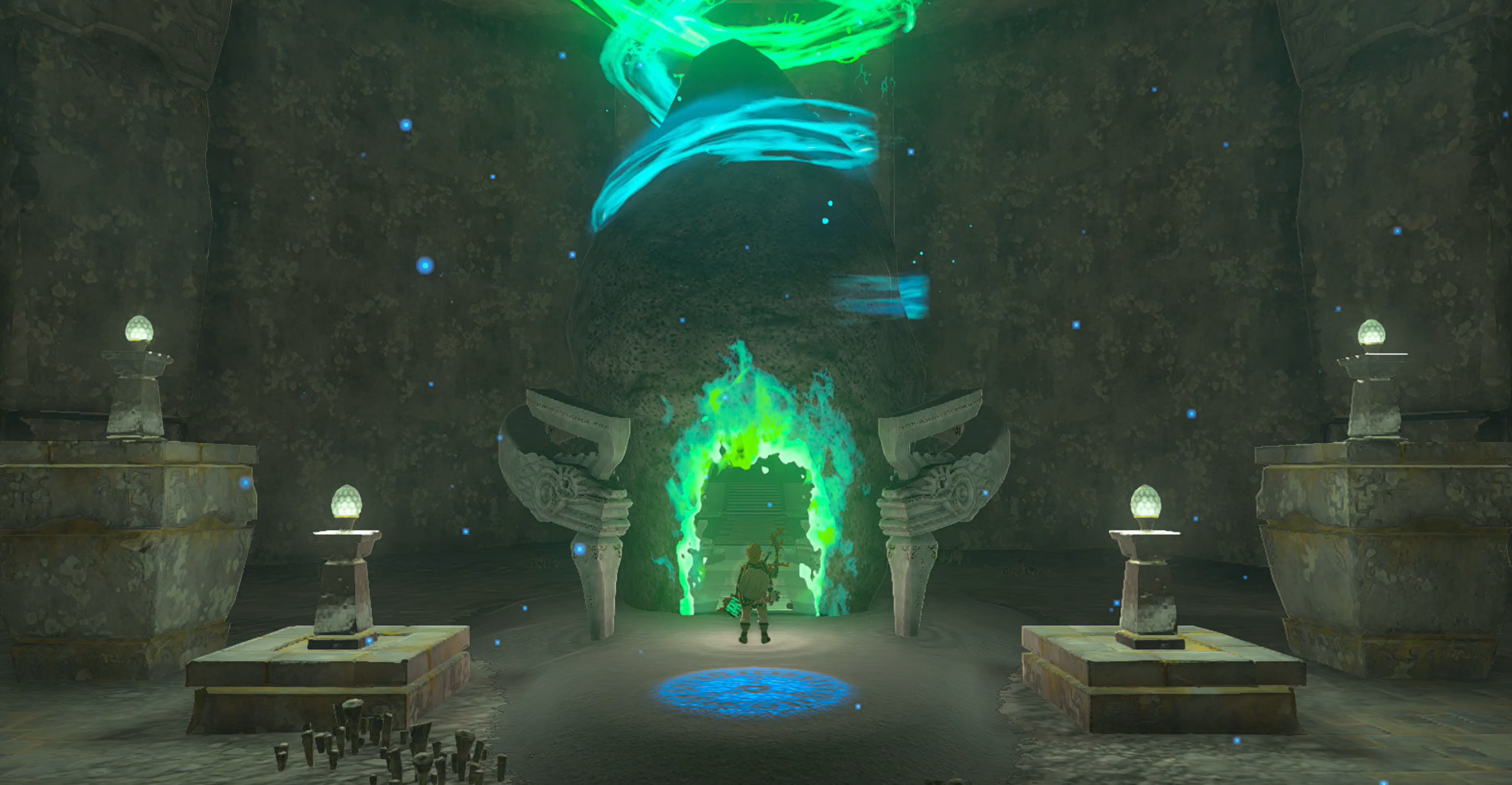 Link walks into the underground Ga-Ahisas Shrine in Zelda: Tears of the Kingdom