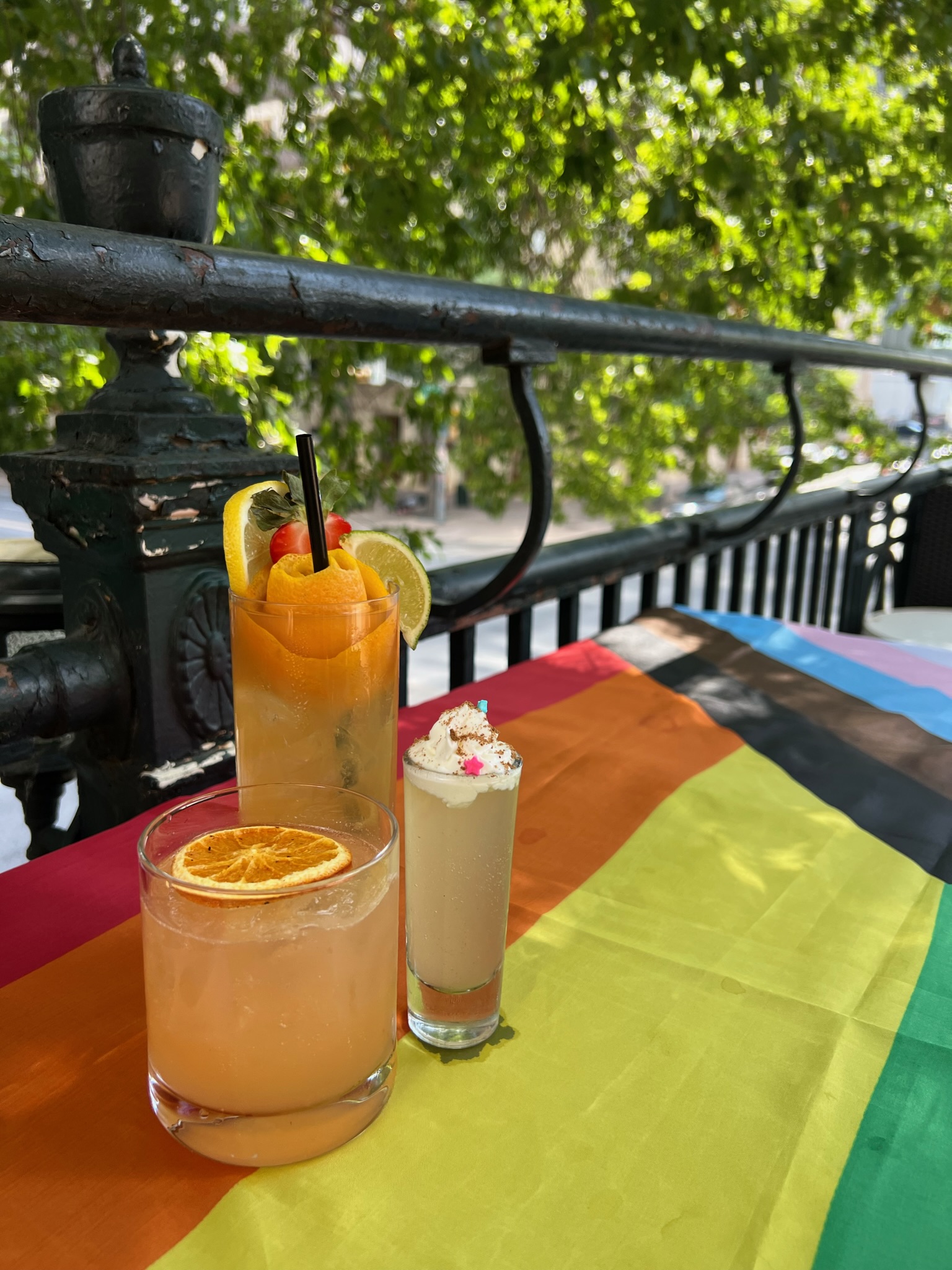 Cocktails on the Pride flag.
