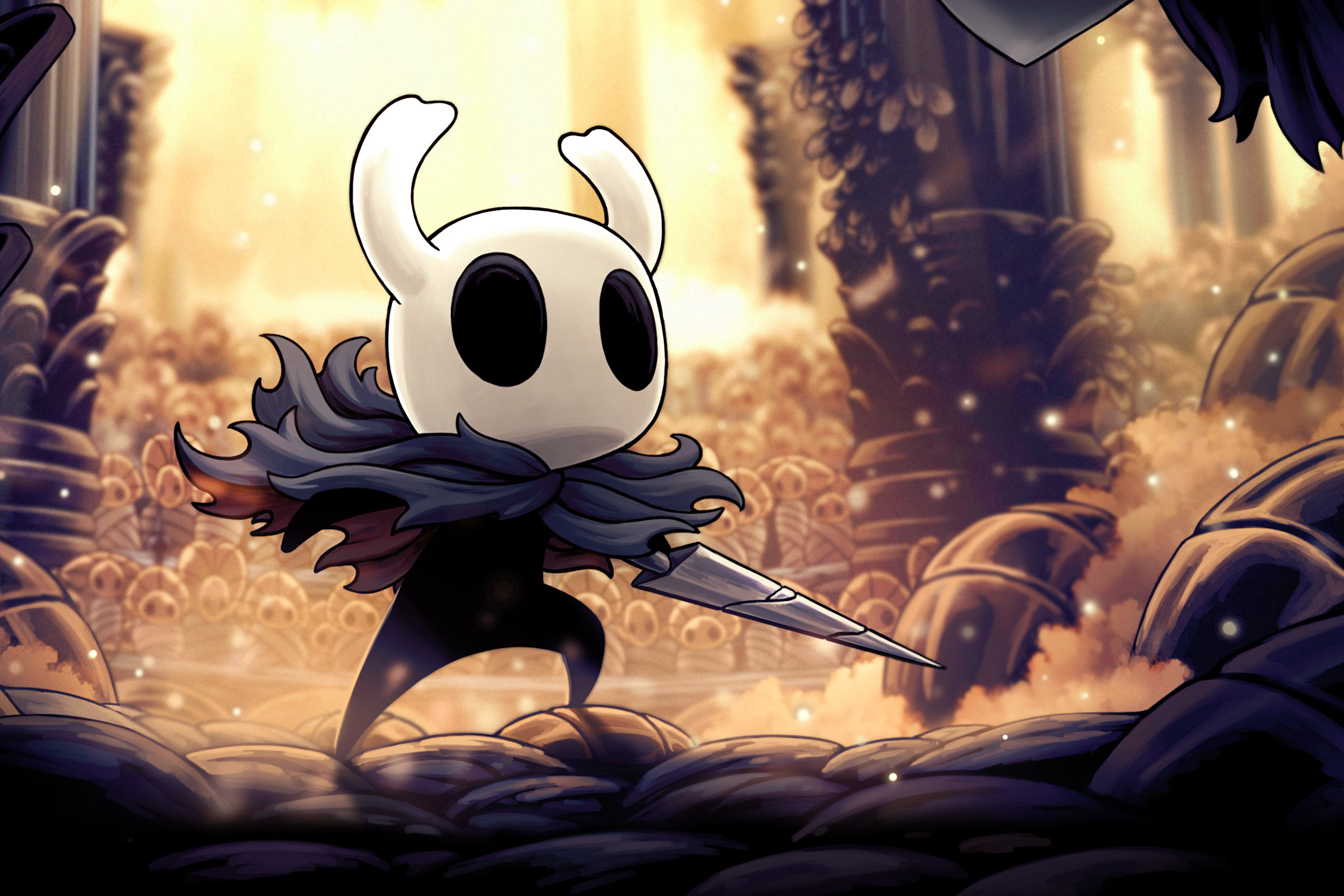 Character art of the Hollow Knight from the game Hollow Knight, made by Team Cherry