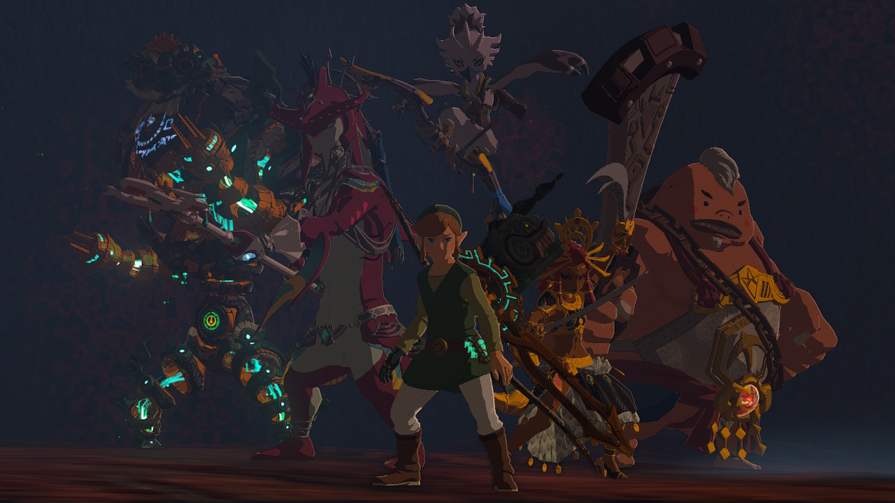 Link stands in front of the five sages while preparing to Destroy Ganondorf in Zelda Tears of the Kingdom.