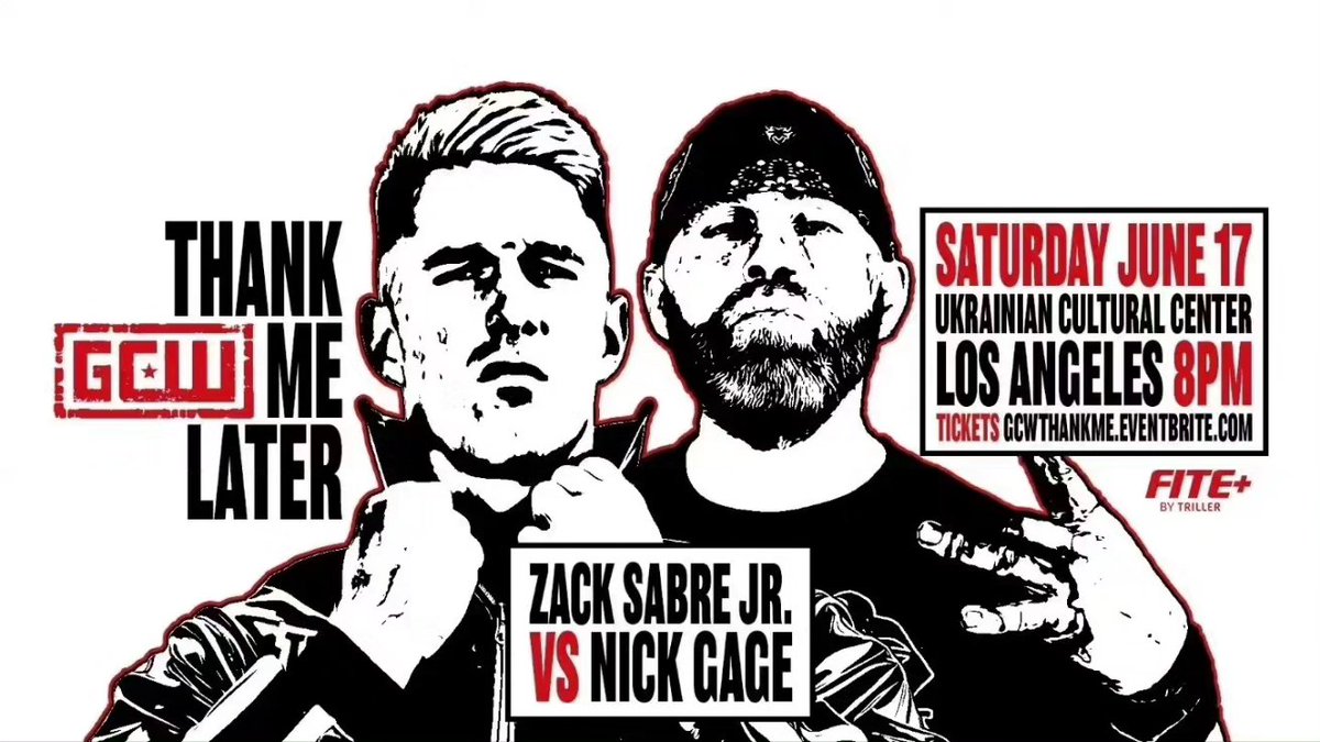 Graphic for Zack Sabre, Jr. vs. Nick Gage at GCW Thank Me Later