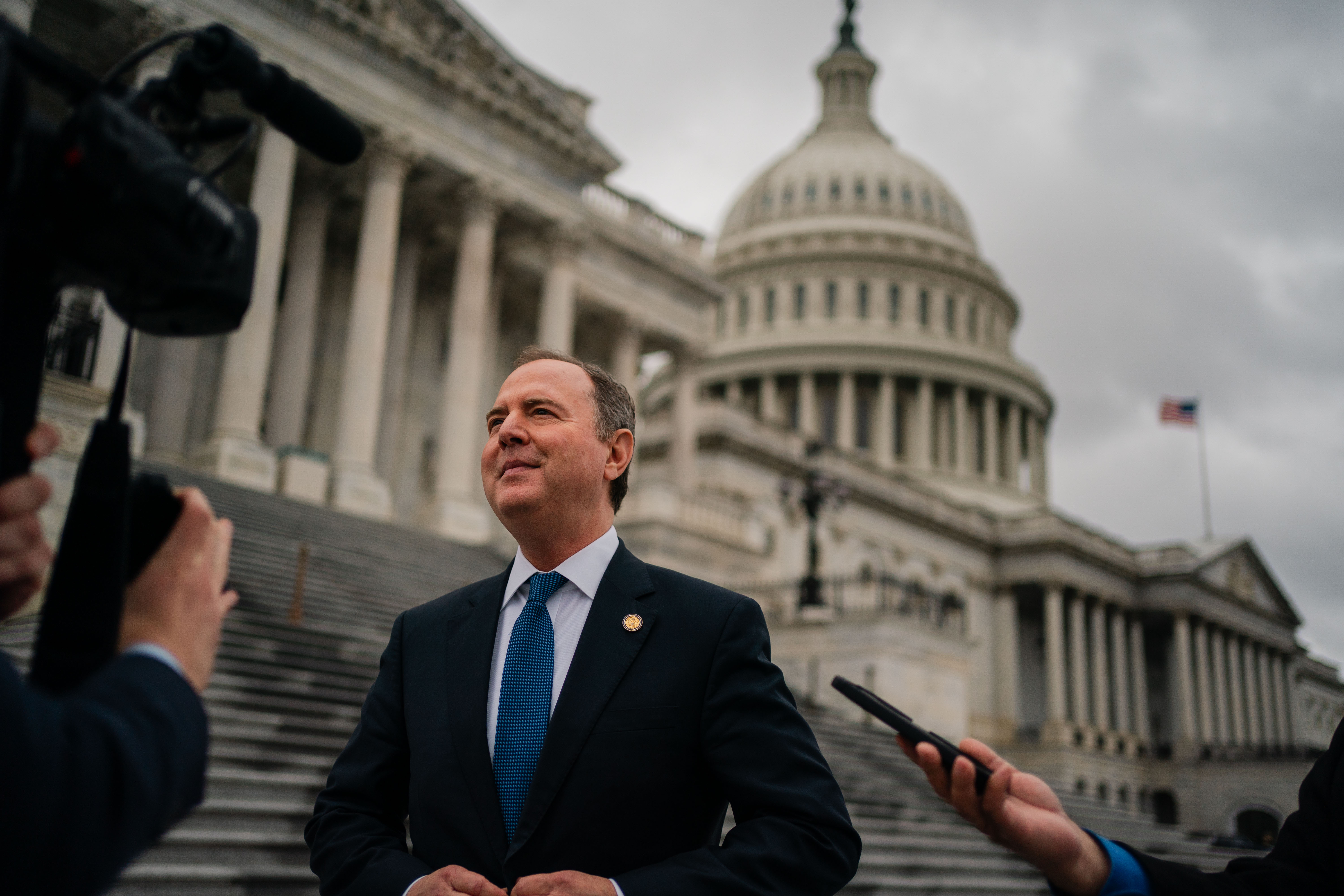 Adam Schiff on Capitol Hill with the Capitol dome in the background.