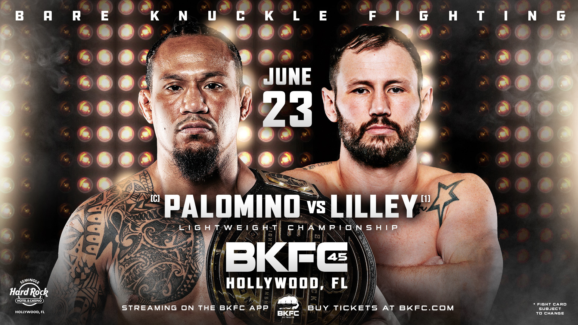 Luis Palomino defends his BKFC lightweight championship tonight against James Lilley