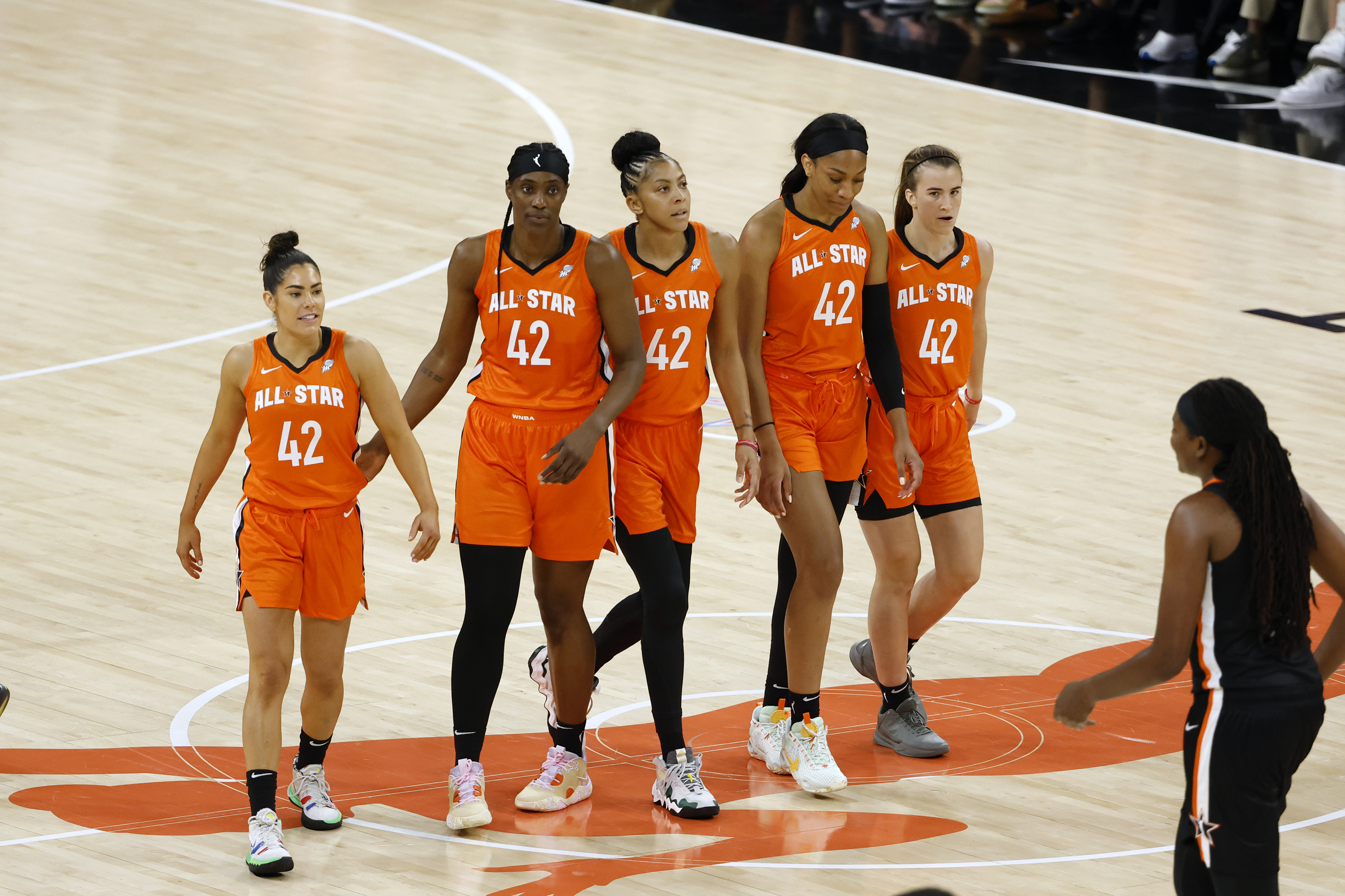 Team Wilson looks on during the 2022 AT&amp;T WNBA All-Star Game on July 10, 2022 at Wintrust Arena in Chicago, Illinois.&nbsp;