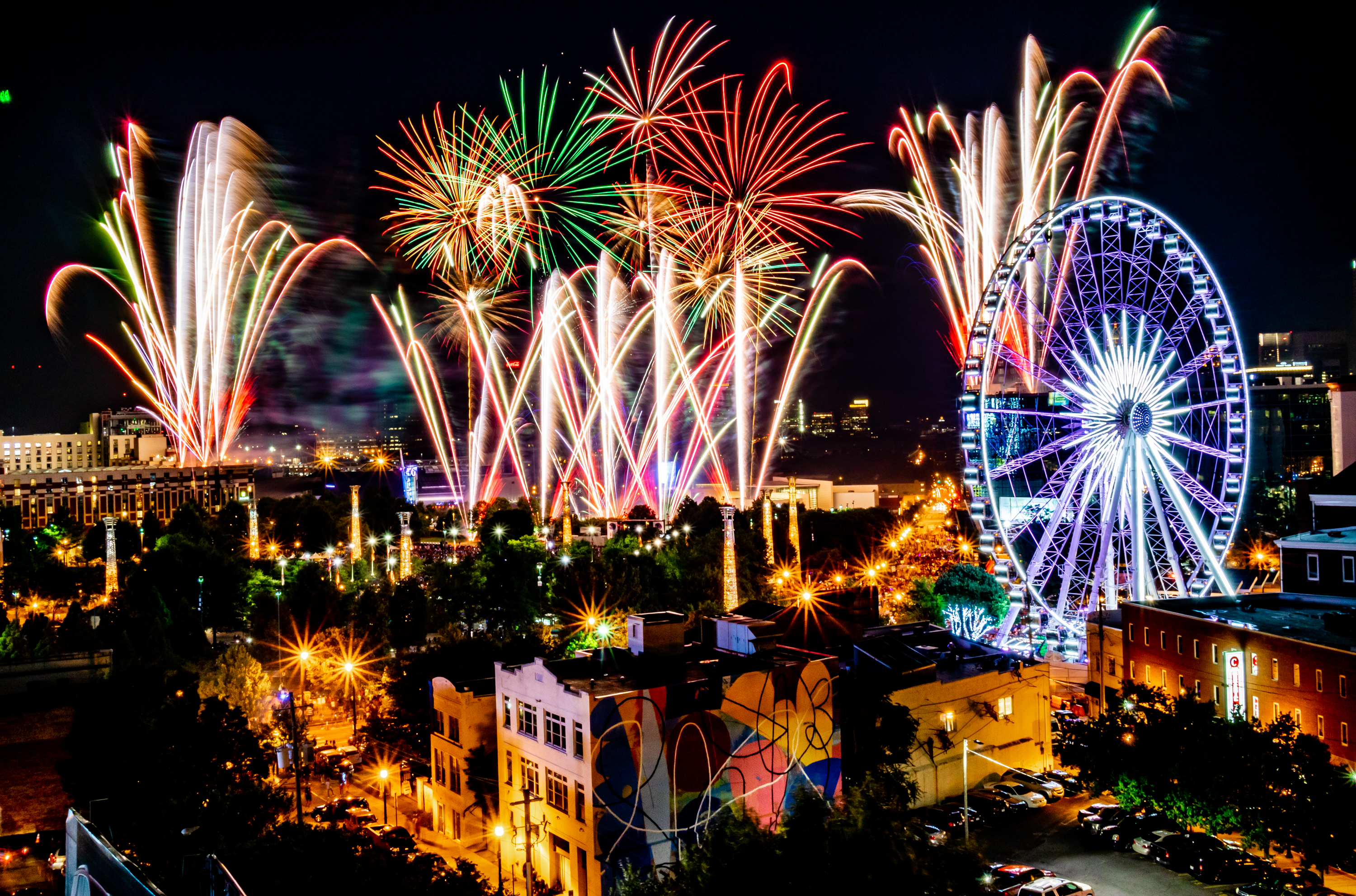 Fireworks at Centennial Park in Downtown Atlanta