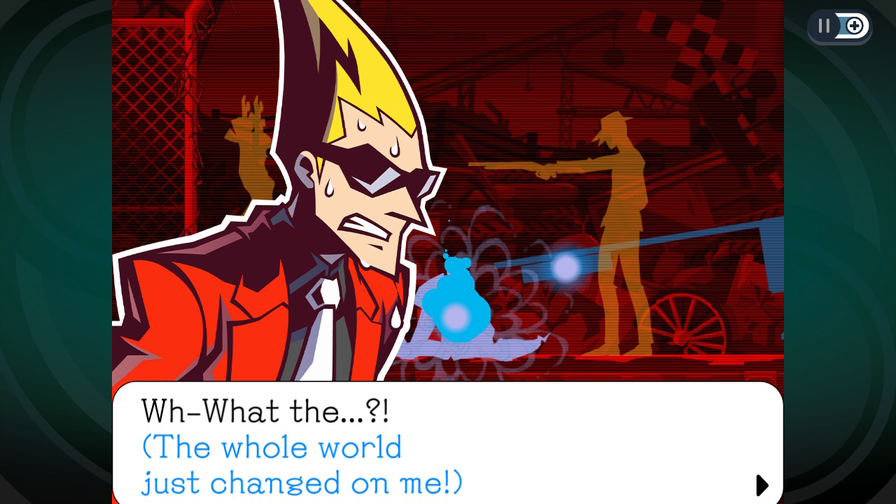 Sissel, the sunglasses-wearing blond man who serves as the protagonist of Ghost Trick: Phantom Detective, sweats as he says to himself, “Wh-what the...? The whole world just changed on me!”