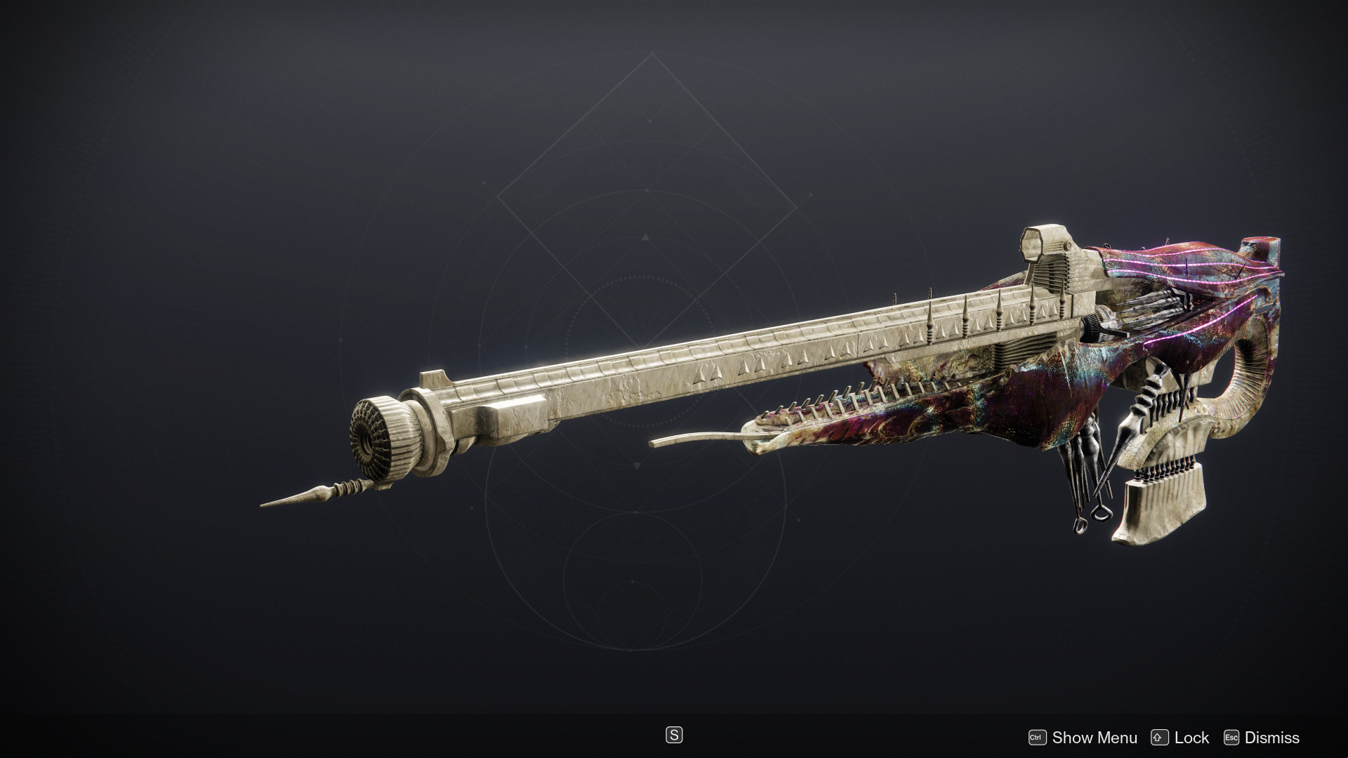 The Wicked Implement Exotic scout rifle on a dark background in Destiny 2: Season of the Deep