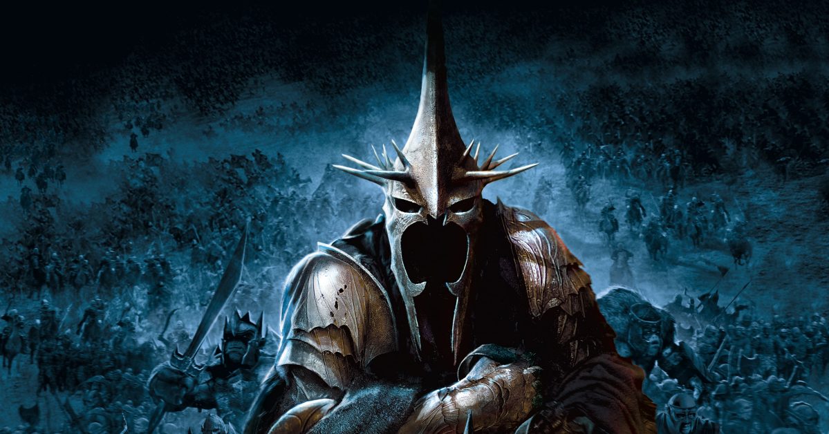 The Witch King of Angmar atop his Nazgul steed looks directly at the camera in the box art for The Lord of the Rings: Battle for Middle-earth 2 — The Rise of the Witch King
