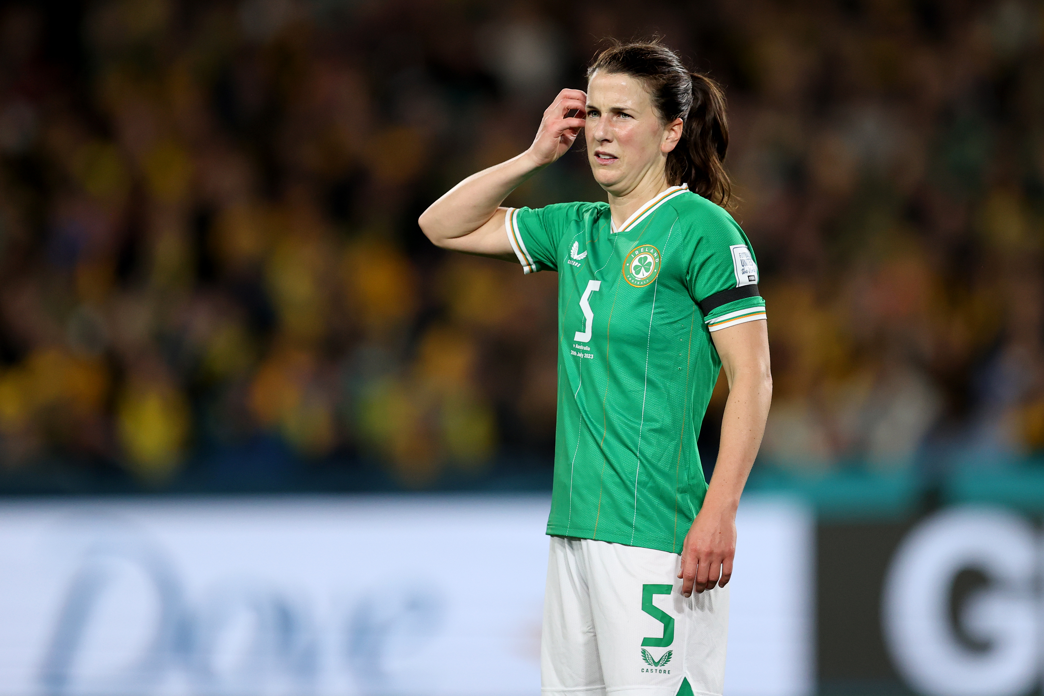 Niamh Fahey of Republic of Ireland in action during the FIFA Women’s World Cup Australia &amp; New Zealand 2023 Group B match between Australia and Ireland at Stadium Australia on July 20, 2023 in Sydney, Australia.