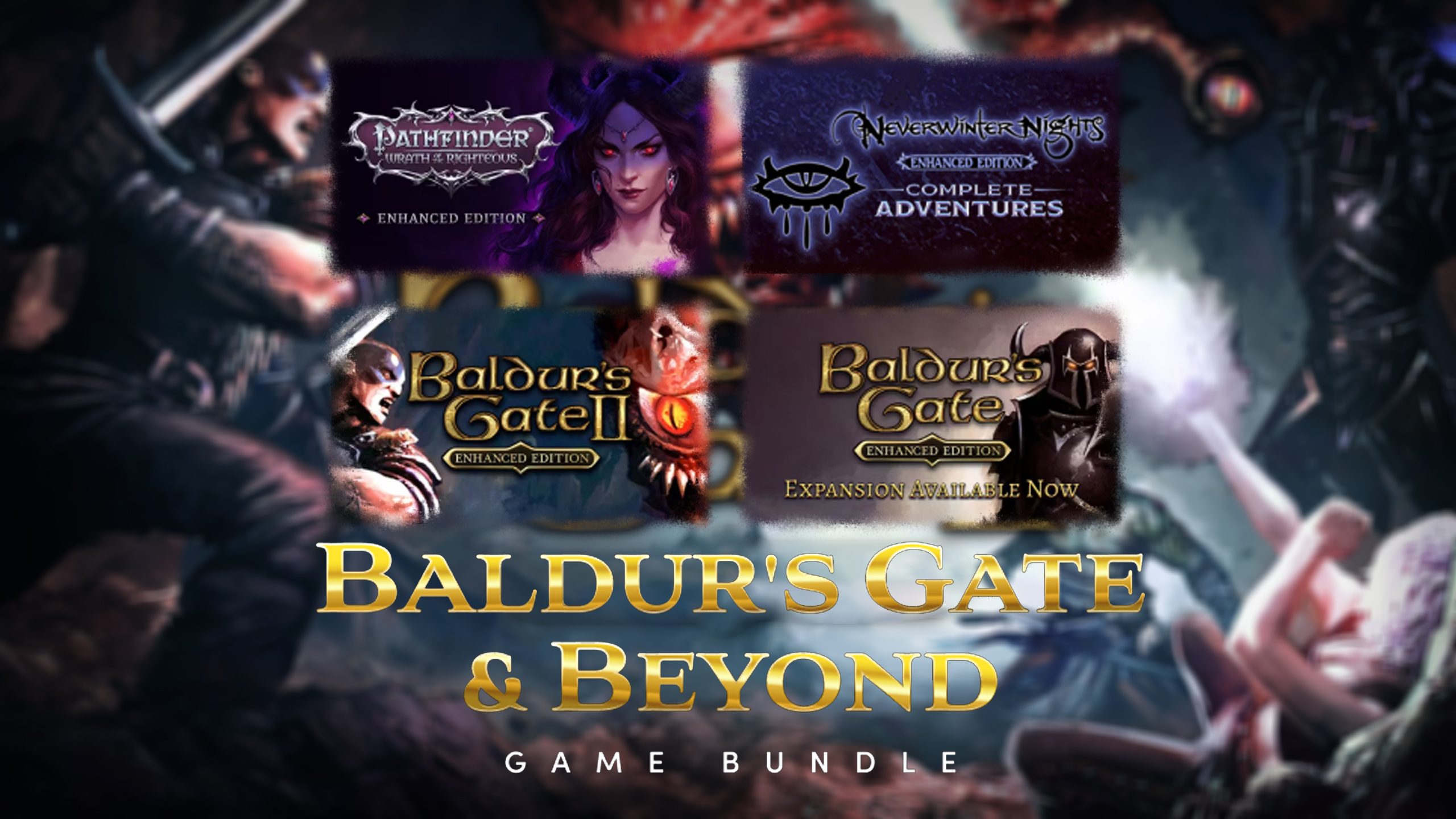 A compilation of key art from Baldur’s Gate titles