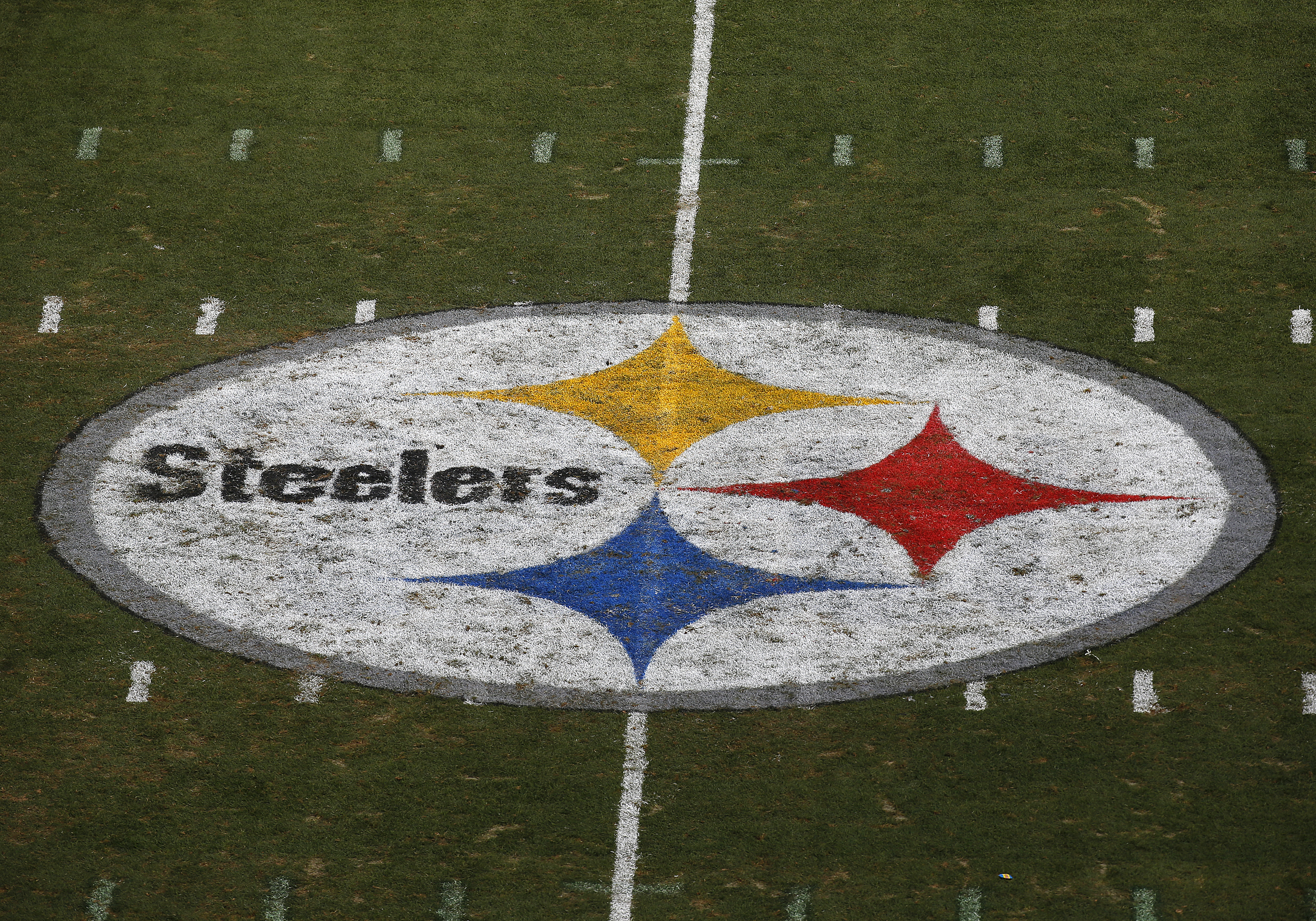 The Pittsburgh Steelers logo is seen at mid-field during the game between the Pittsburgh Steelers and the Kansas City Chiefs on September 16, 2018 at Heinz Field in Pittsburgh, Pennsylvania.