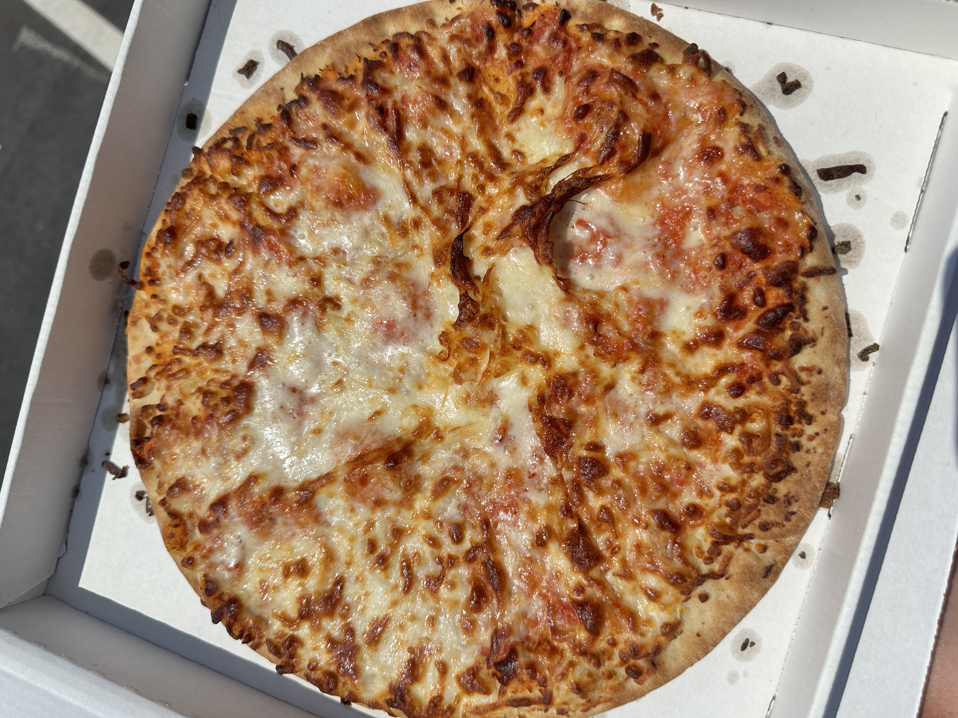 Four cheese pizza from the automated PizzaForno machine in Buckhead Atlanta.