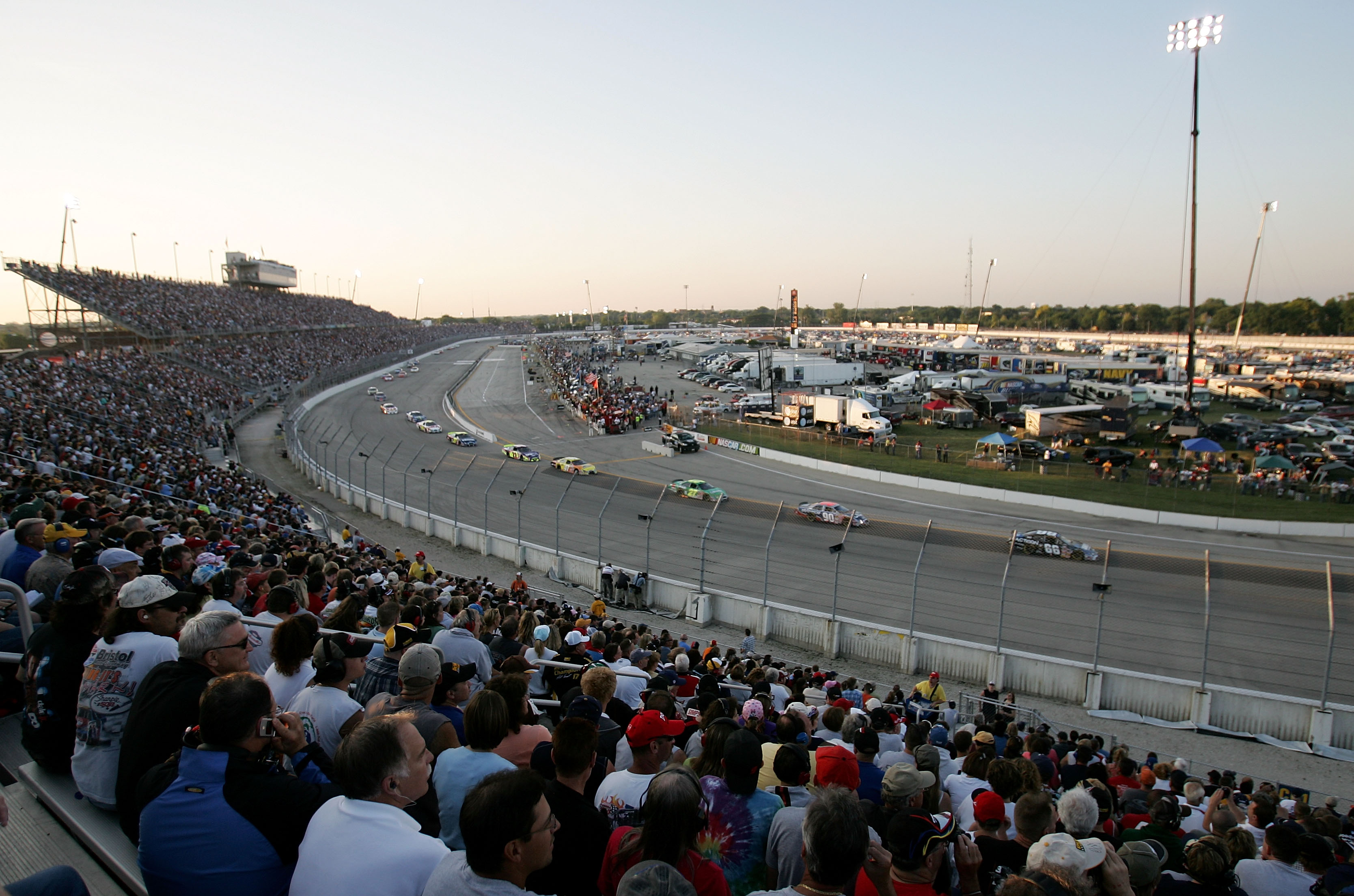 A general view of race action during the NASCAR Busch Series AT&amp;T 250 at the Milwaukee Mile on June 23, 2007 in West Allis, Wisconsin.
