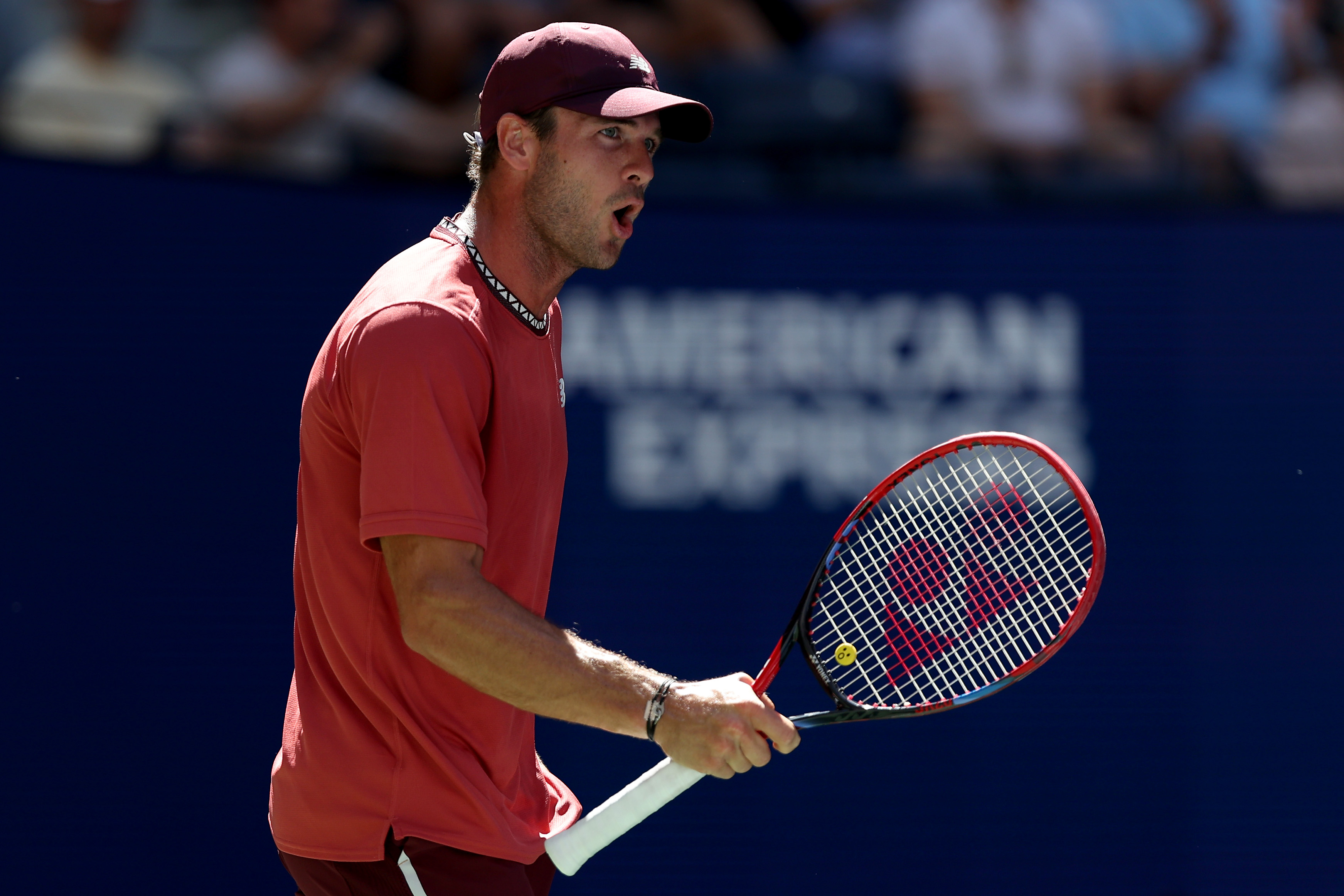 Tommy Paul of the United States reacts during his match against Alejandro Davidovich Fokina of Spain during their Men’s Singles Third Round match on Day Five of the 2023 US Open at the USTA Billie Jean King National Tennis Center on September 01, 2023 in the Flushing neighborhood of the Queens borough of New York City.