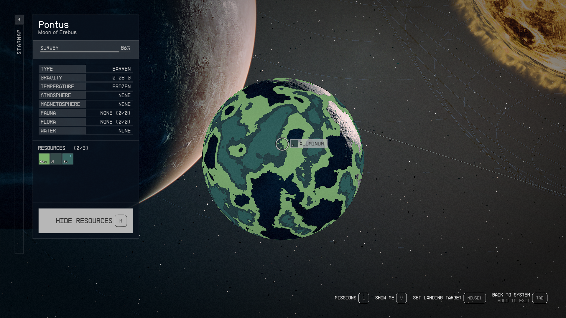 A heat map of a planet in Starfield