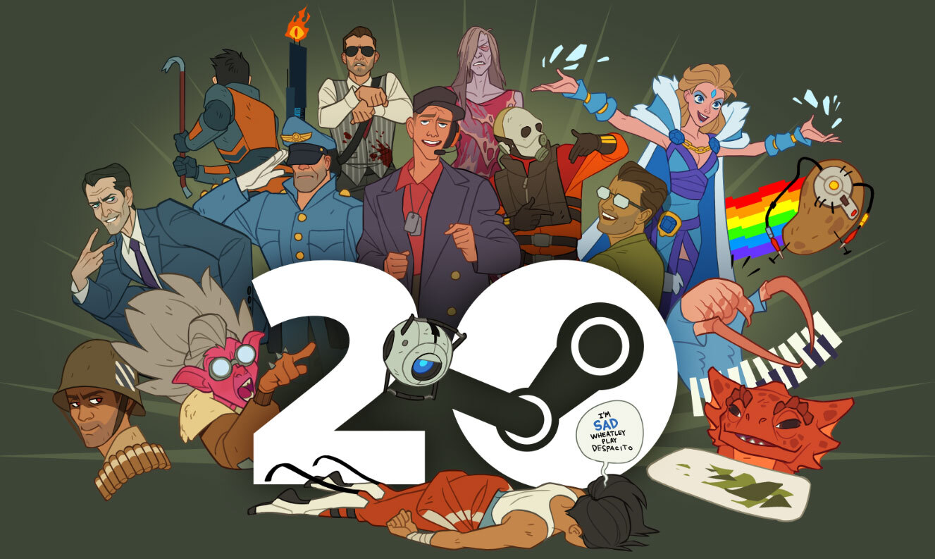 A graphic featuring Valve game characters impersonating classic memes