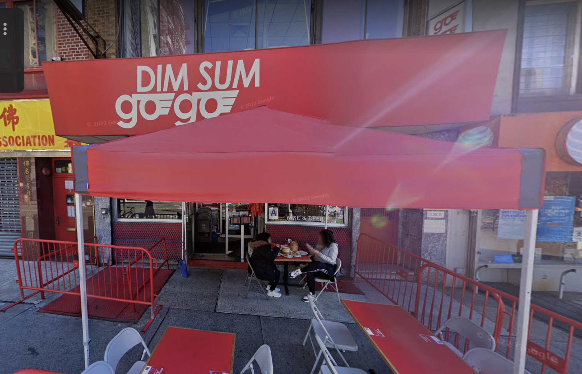 The red awning of Dim Sum Go Go in Chinatown in 2021.