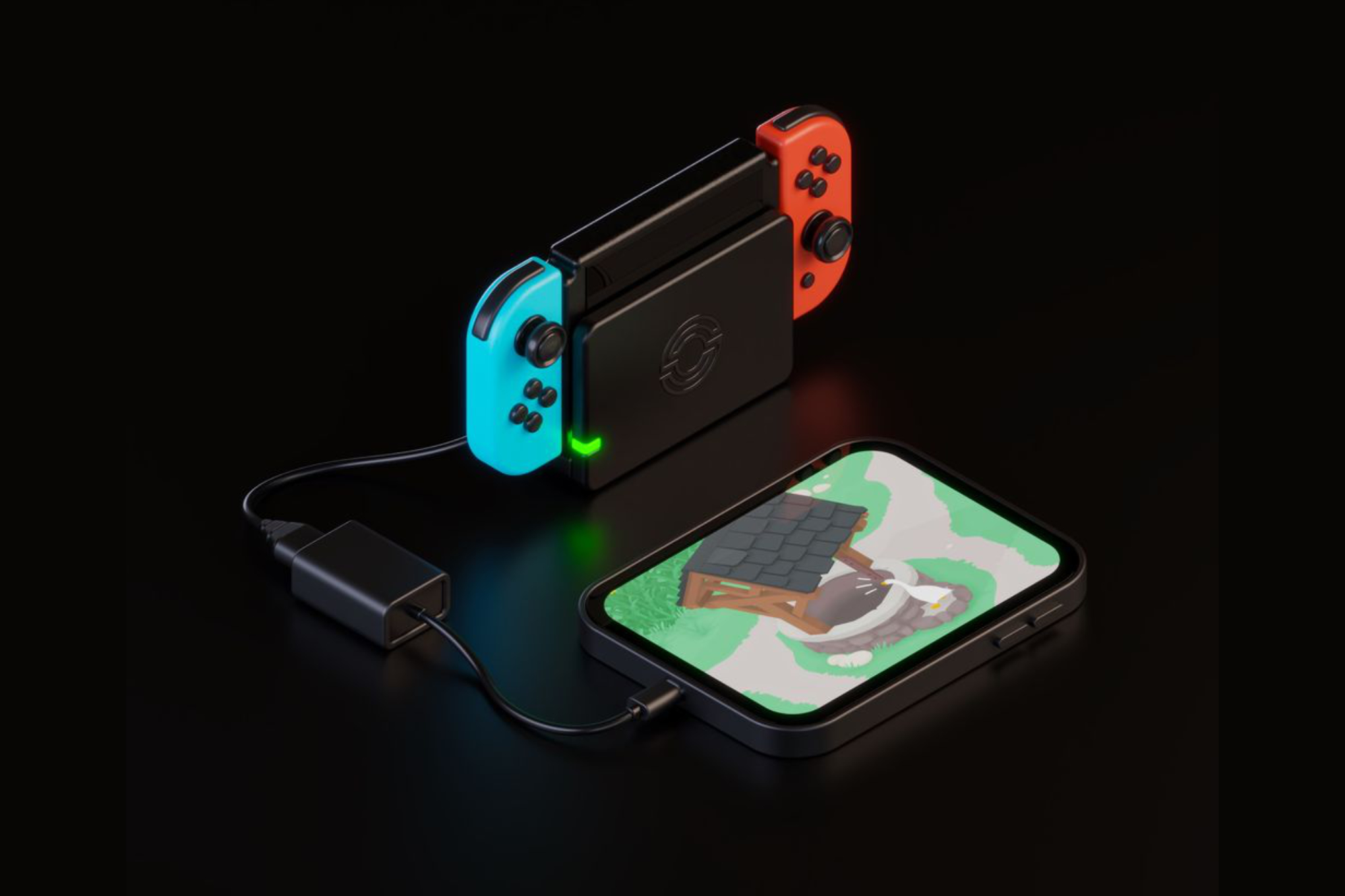 An image showing a fictionalized version of the Nintendo Switch and an iPad connected to each other.