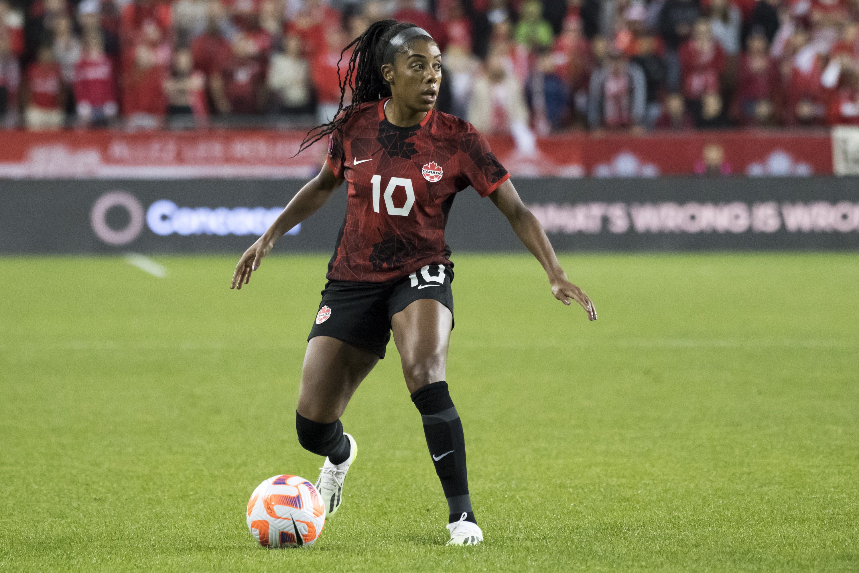 Ashley Lawrence #10 in action during the CONCACAF Women’s...