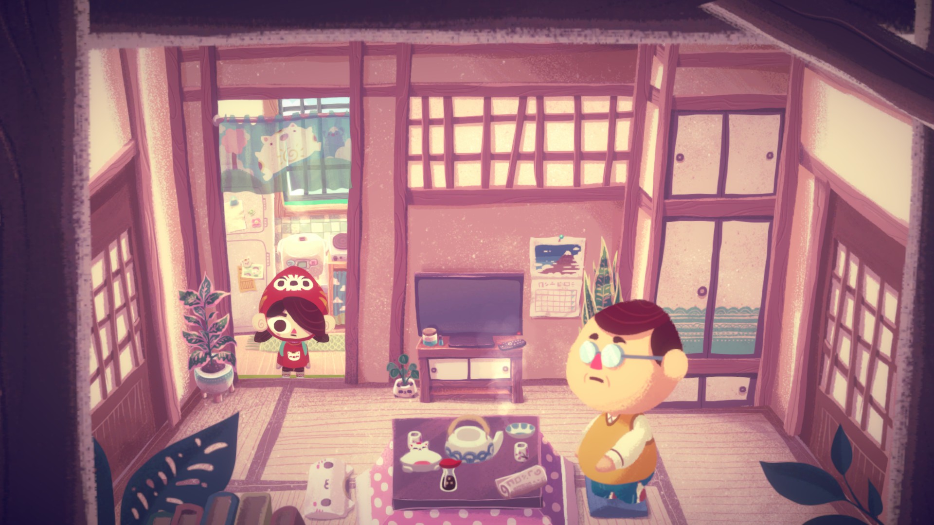 Mineko enters a ship owned by a bespectacled man in Mineko’s Night Market