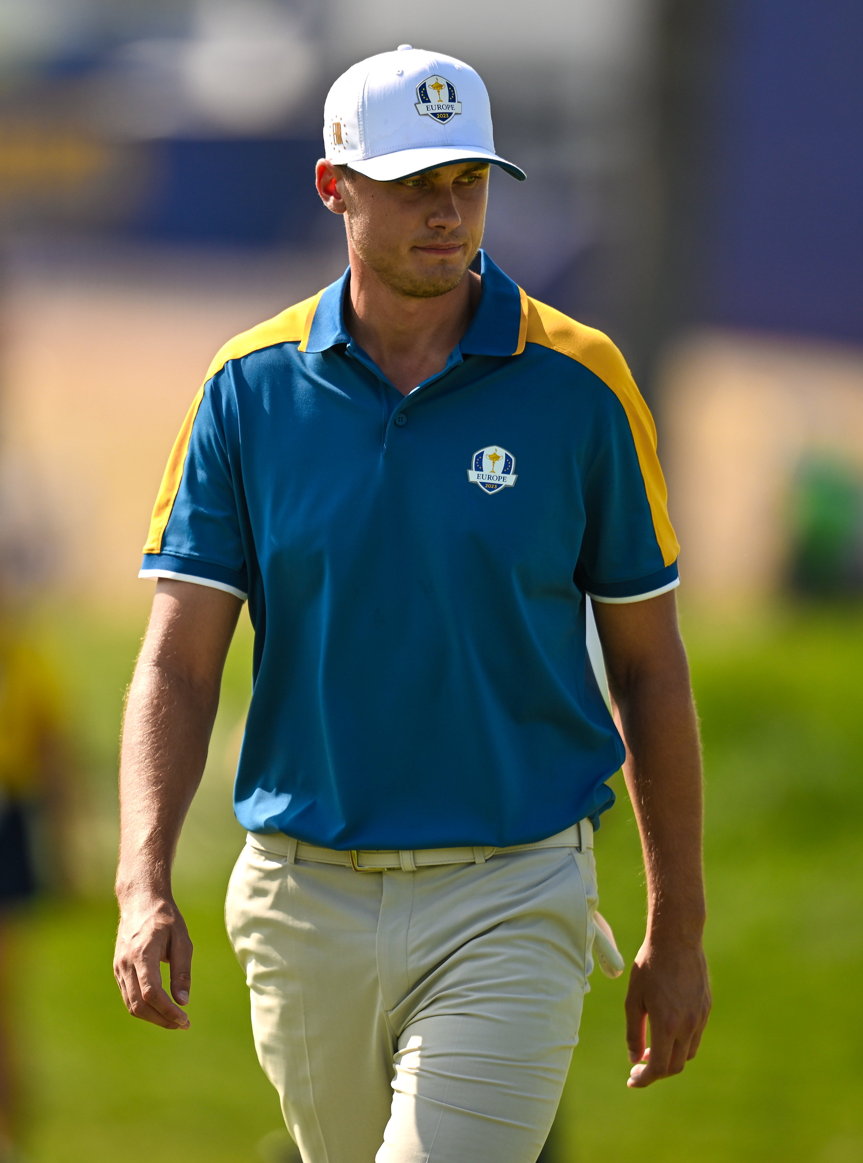 Ludvig Åberg of Europe during the singles matches on the final day of the 2023 Ryder Cup at Marco Simone Golf and Country Club in Rome, Italy.