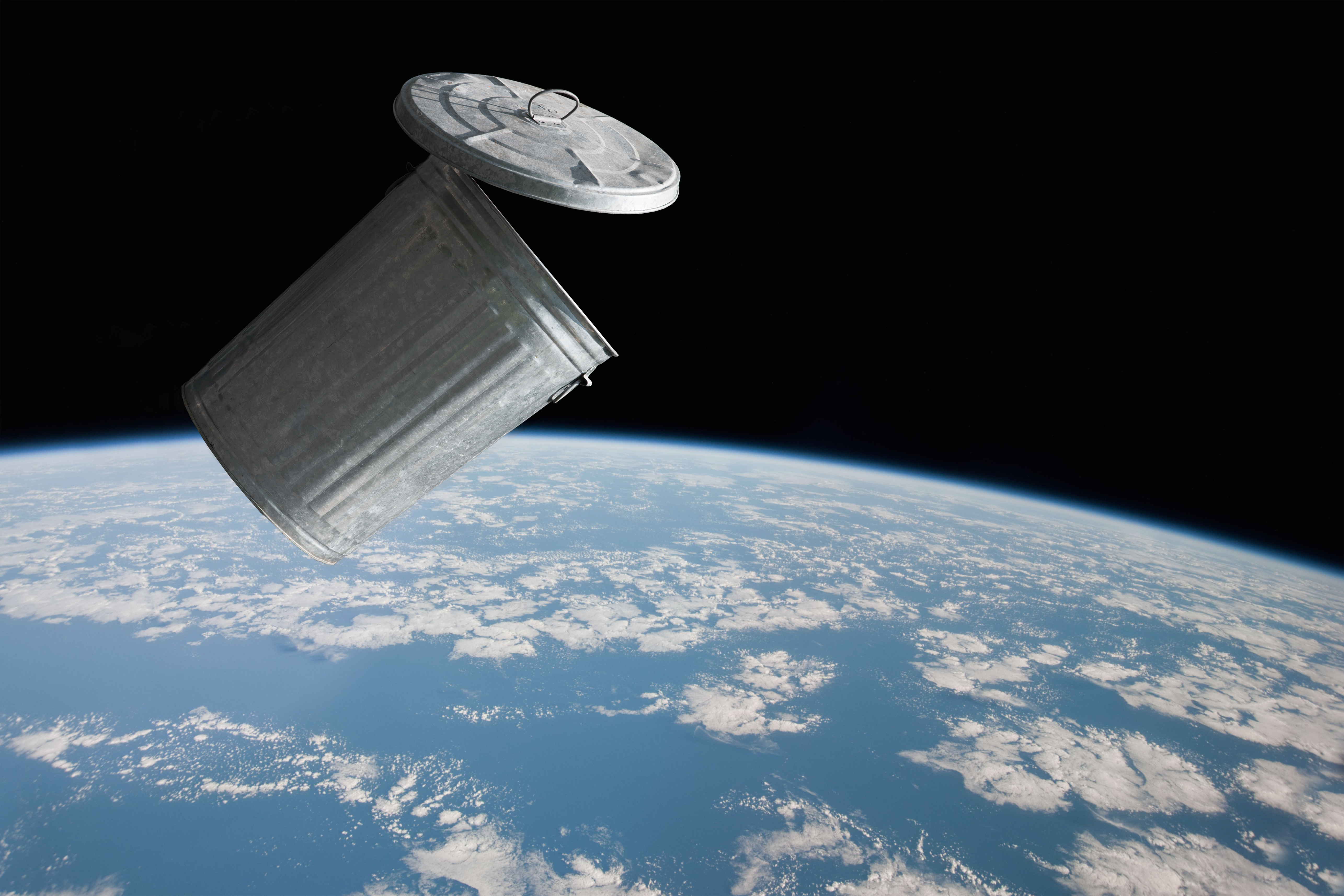 A trash can in space.